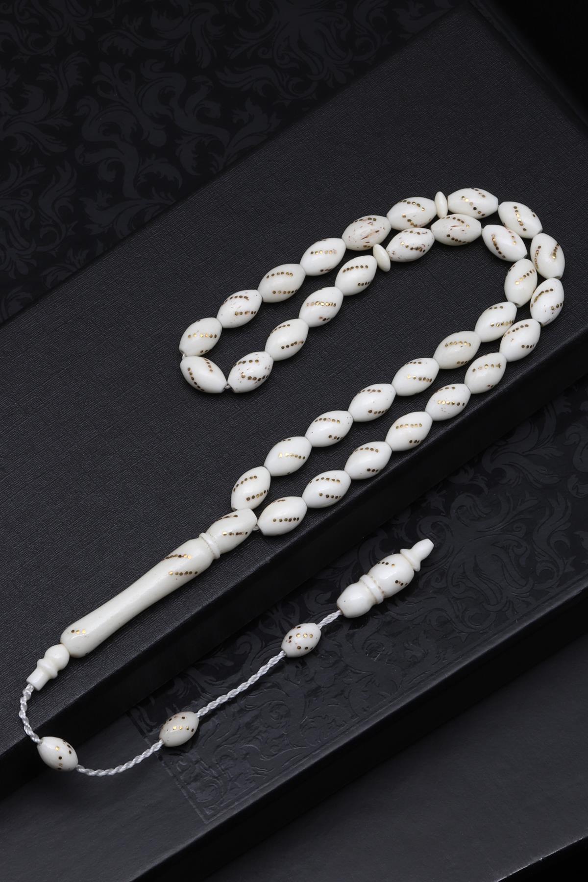 İşlemeli Kemik Tesbih 6 x 9 mm Arpa Kesim - T-1527