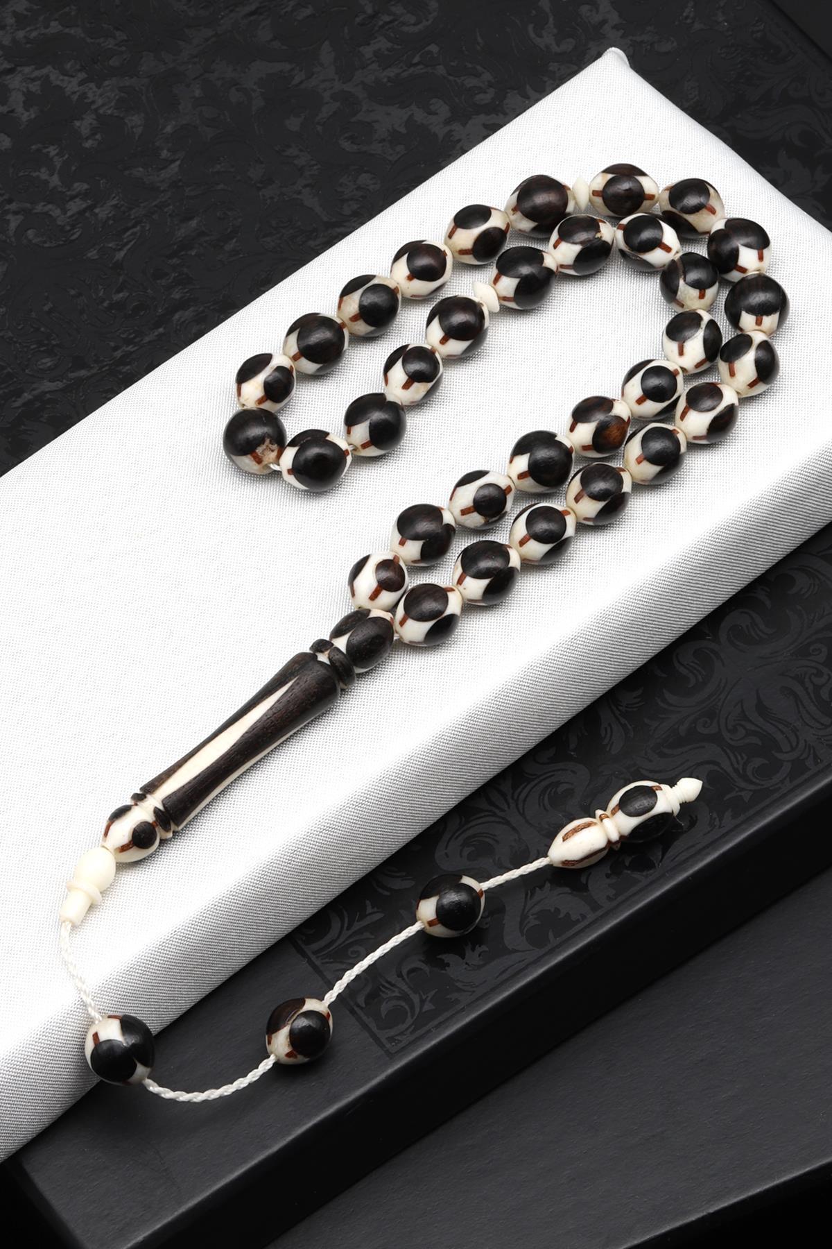 İşlemeli Kemik Tesbih 8 x 9 mm Beyzi Kesim