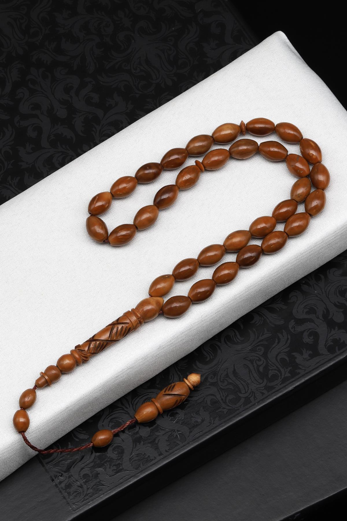 İşlemeli Kuka Ağacı Tesbih 6 x 10 mm Beyzi Kesim