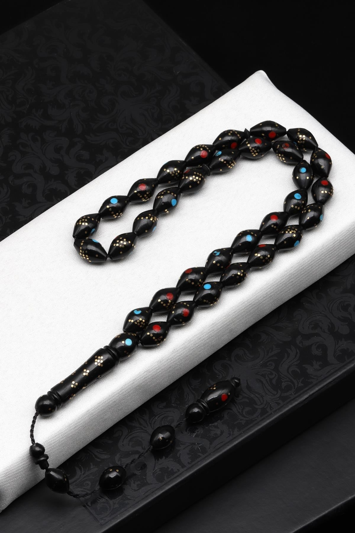 İşlemeli Kuka Ağacı Tesbih 7 x 12 mm Arpa Kesim