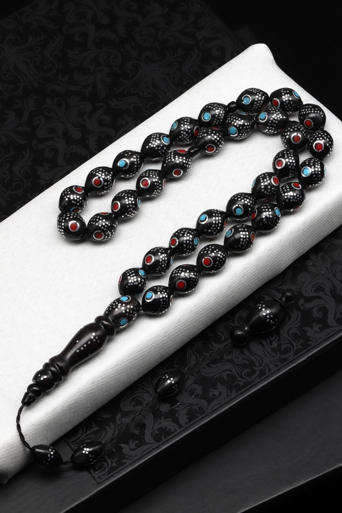 İşlemeli Kuka Tesbih 10 x 12 mm Arpa Kesim