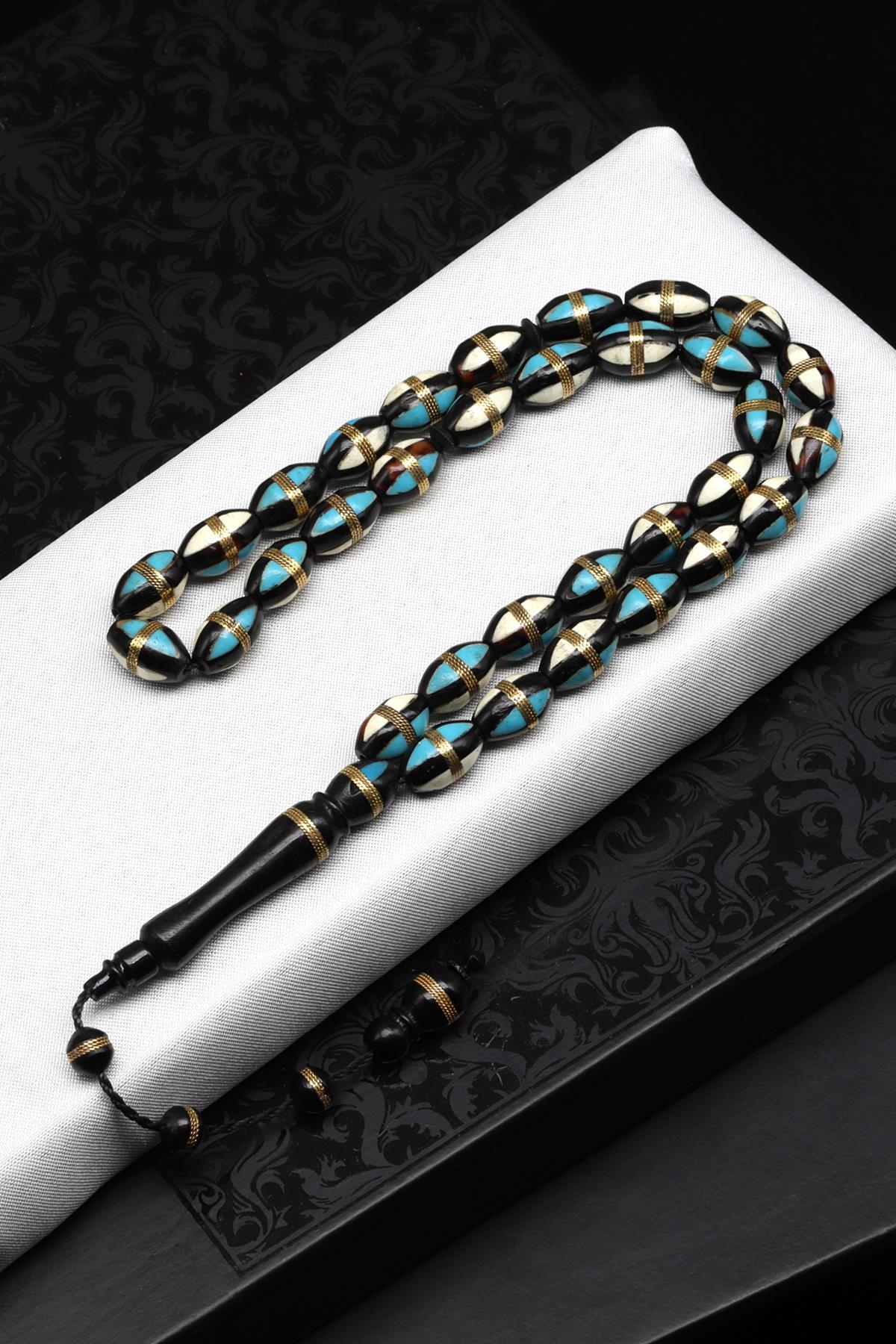 İşlemeli Kuka Tesbih 7 x 11 mm Arpa Kesim