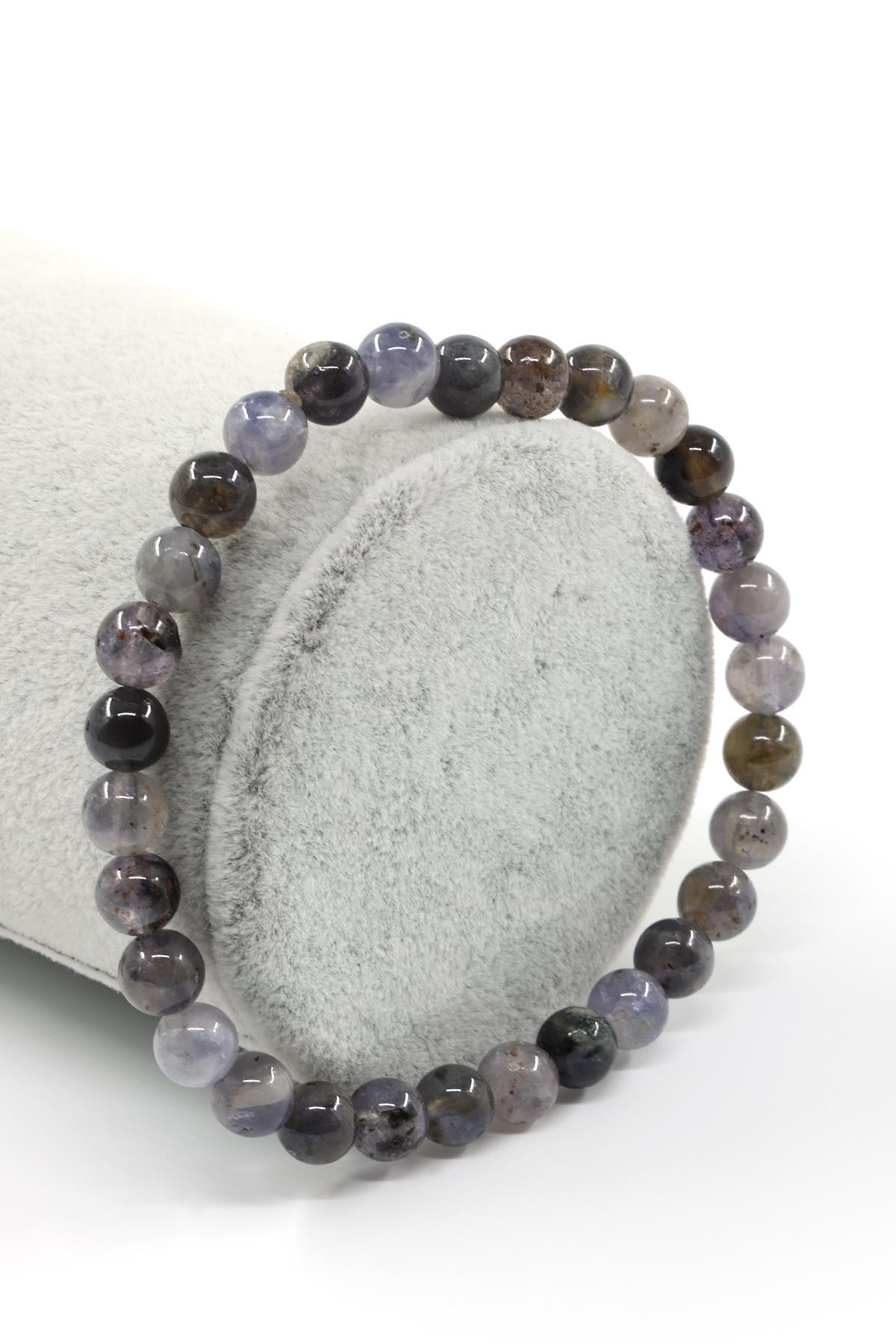 İyolit Doğal Taş Bileklik 6 mm Küre Kesim