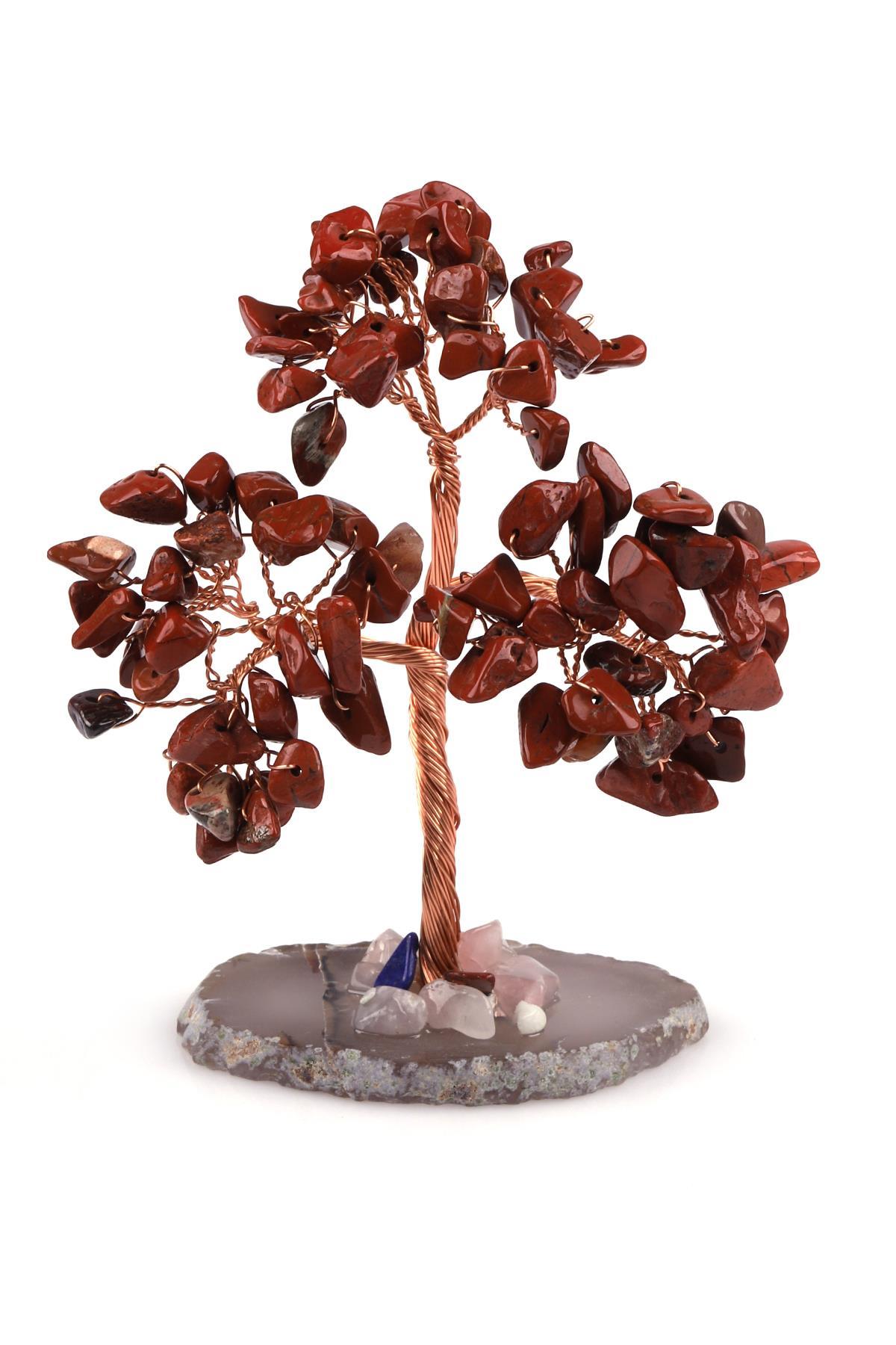 Jasper - Akik Doğal Taş Tel Sarmalı Ağaç