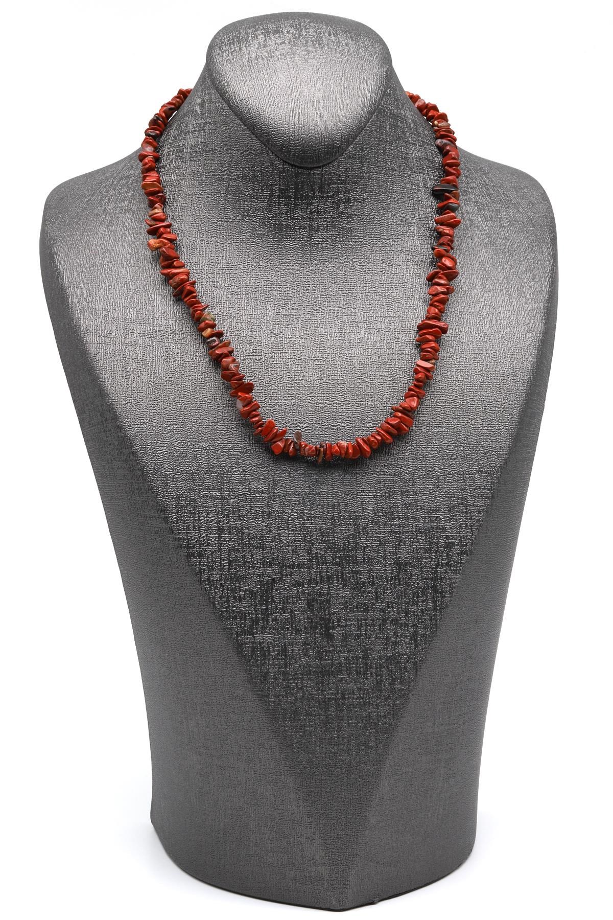 Jasper ( Çelik Klipsli ) Doğal Taş Kırıktaş Kolye 