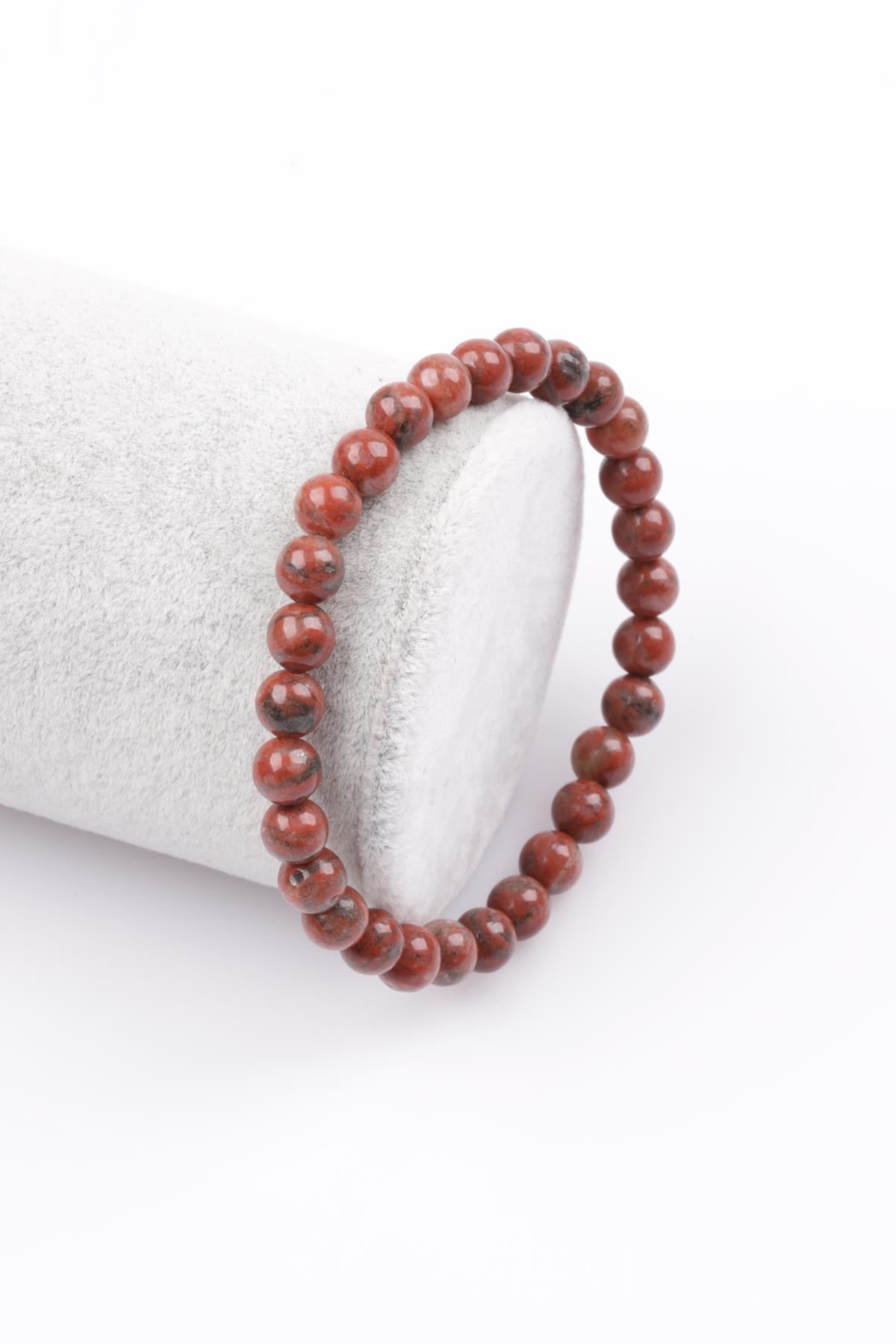 Jasper Doğal Taş Bileklik 6 mm Küre Kesim