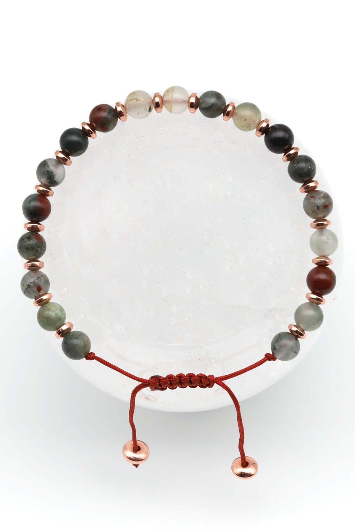 Jasper Doğal Taş Makrome Örme Bileklik