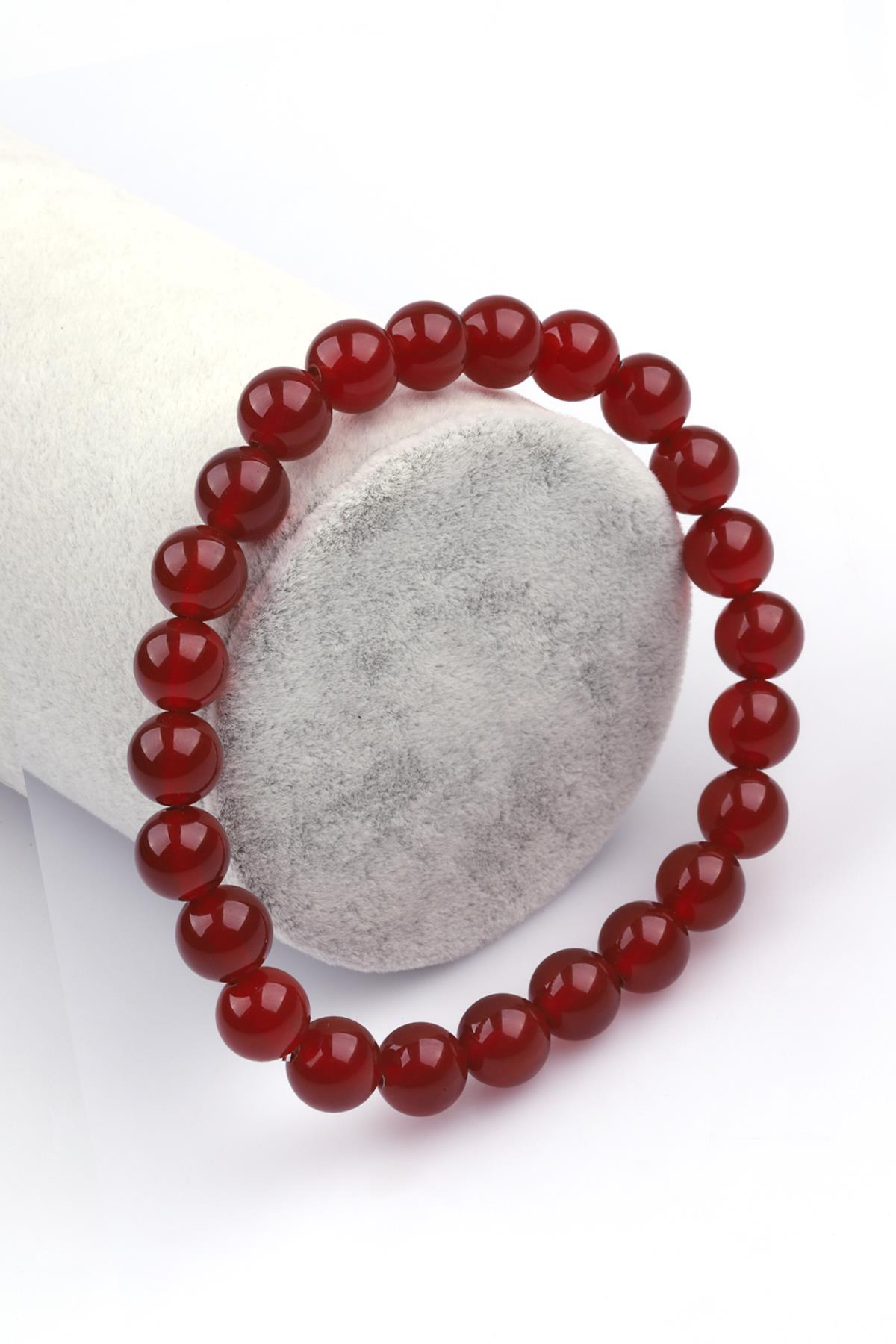 Kahverengi Akik Doğal Taş 8 mm Küre Kesim Bileklik