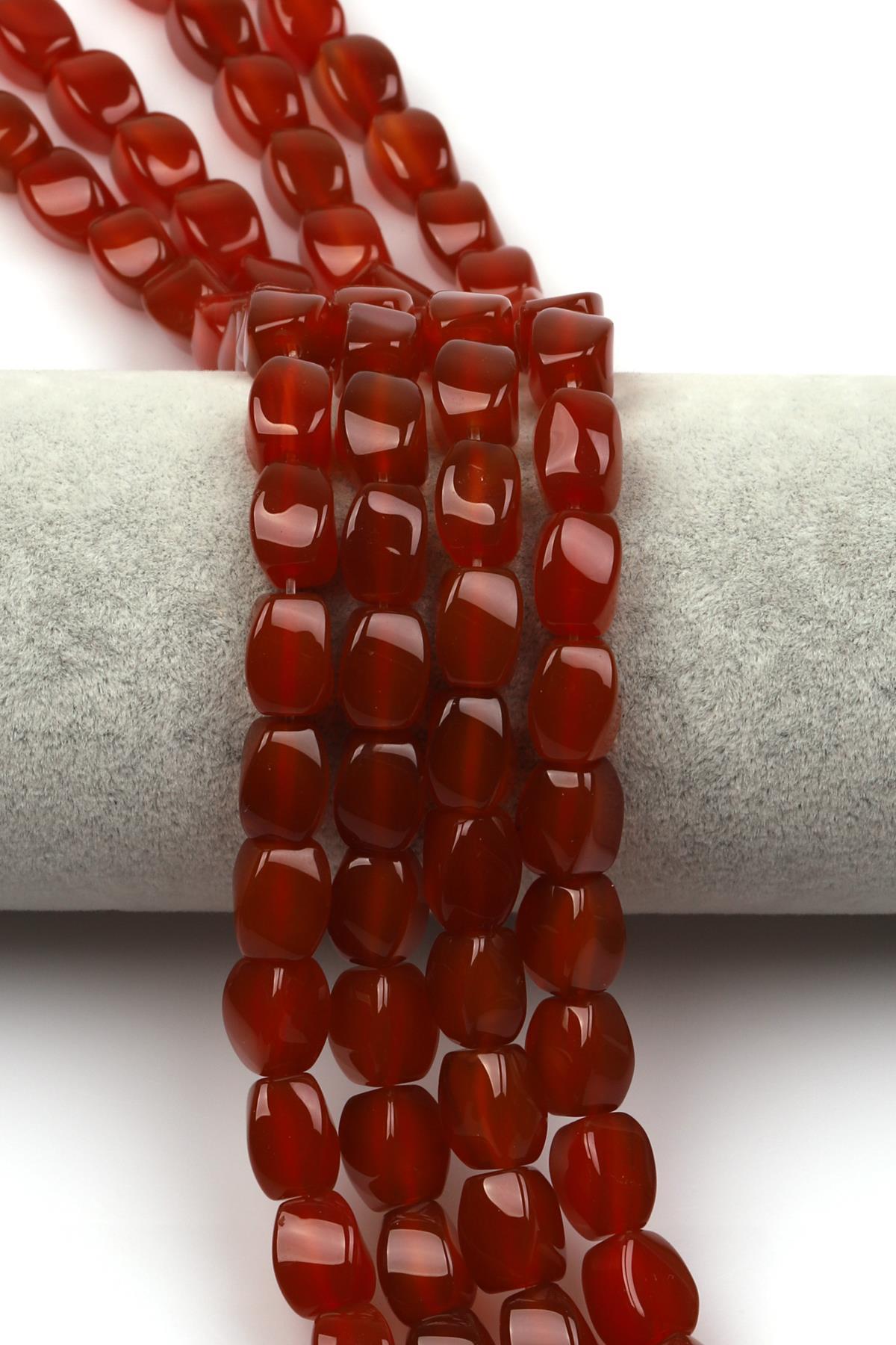 Kahverengi Akik Doğaltaş Dizi 8 x 11 mm Burgu Kesim