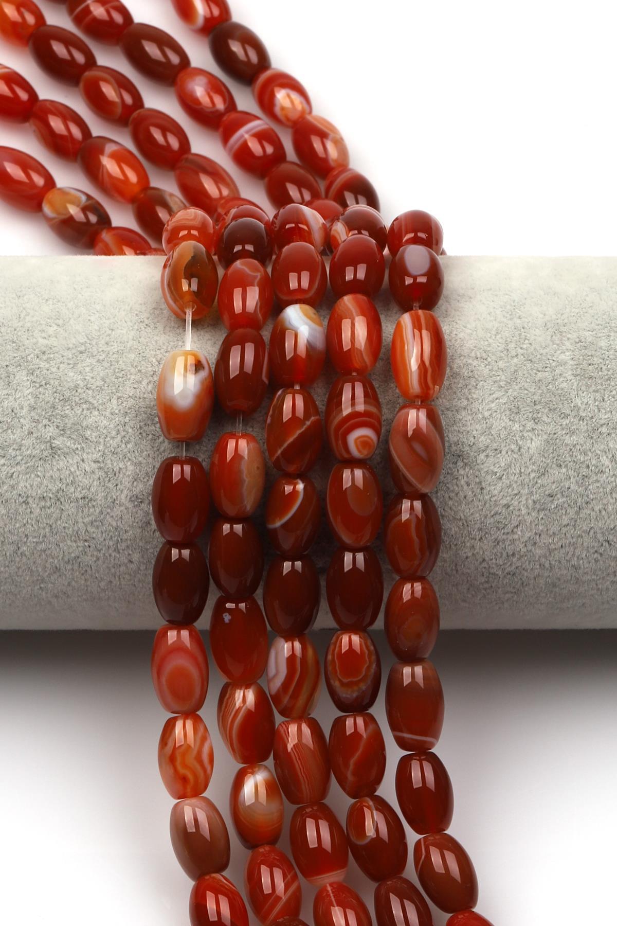 Kahverengi Akik Doğaltaş Dizi 8 x 12 mm Arpa Kesim