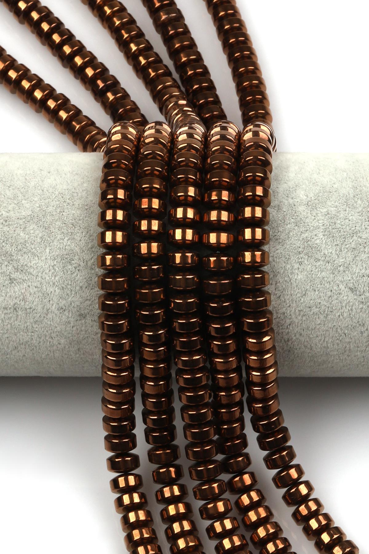 Kahverengi Hematit Dizi 4 x 8 mm Rondel Kesim