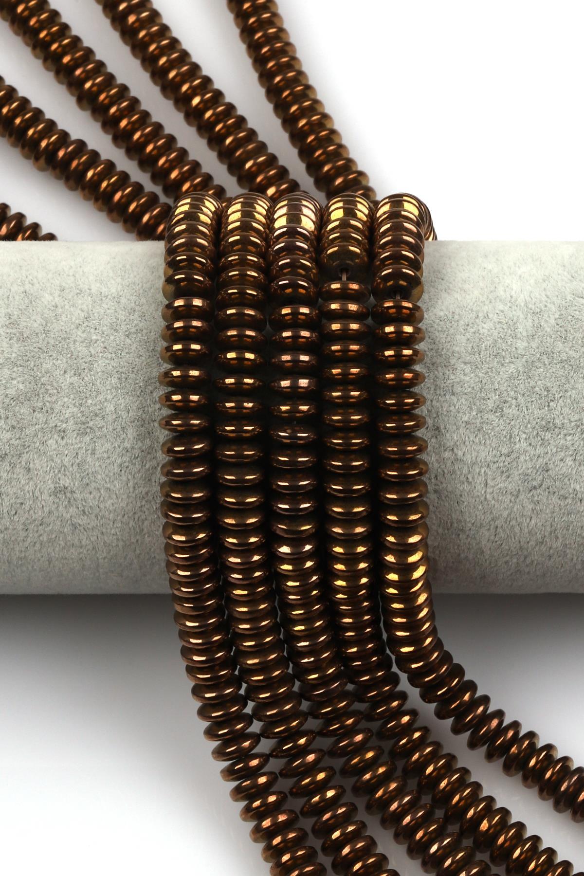 Kahverengi Renkli Hematit Dizi 3 x 8 mm Rondel Kesim