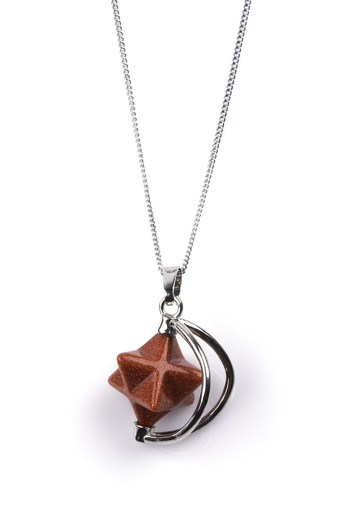 Kahverengi Yıldız Taşı Merkaba Kolye 