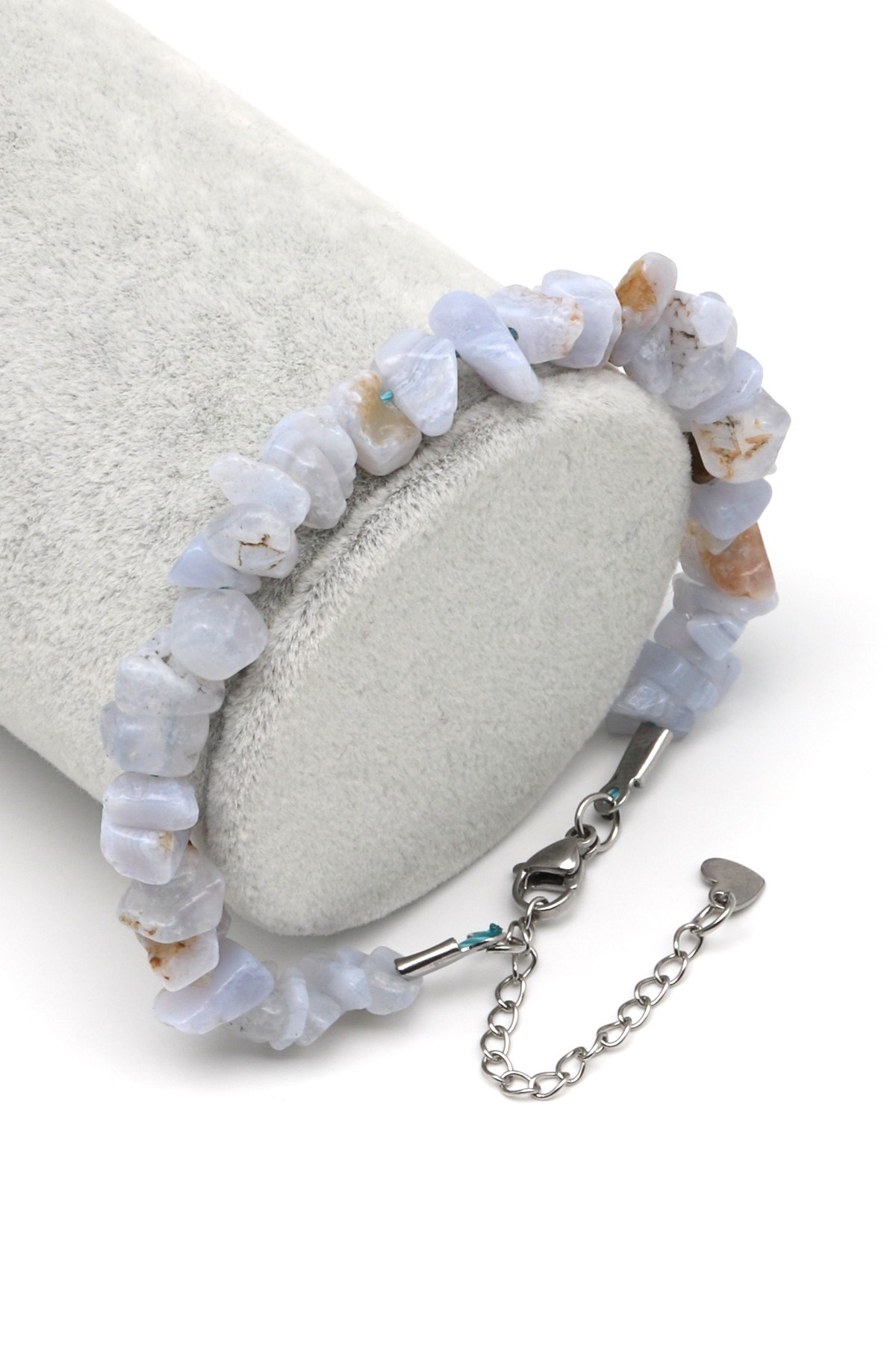 Kalsedon Doğal Taş Çelik Klipsli Kırıktaş Bileklik - BLK-2226