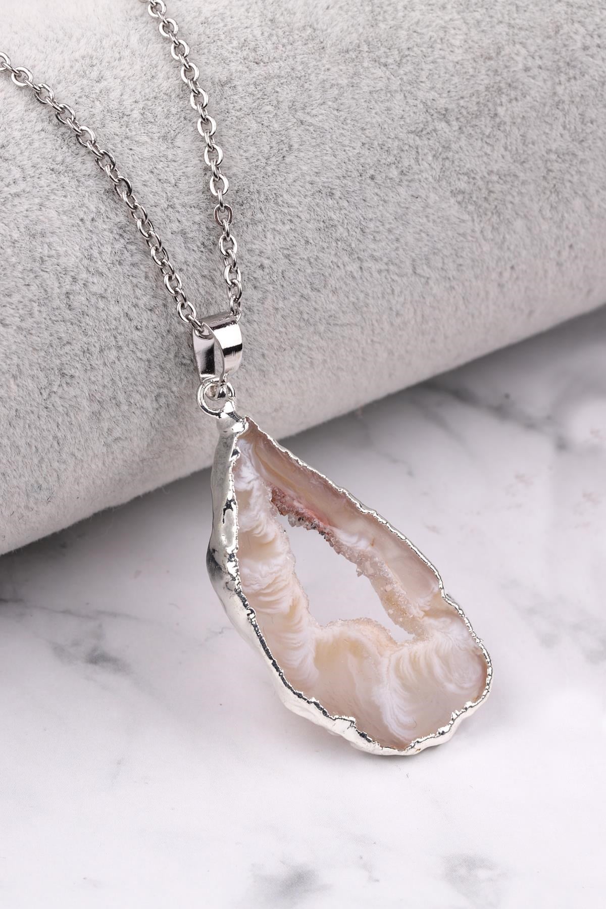 Kalsedon Doğal Taş Kolye