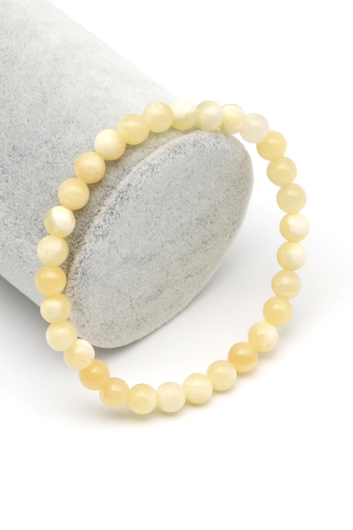 Kalsit Doğal Taş Bileklik 6 mm Küre Kesim