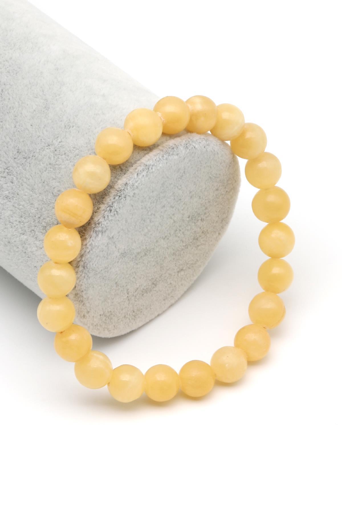 Kalsit Doğal Taş Bileklik 8 mm Küre Kesim