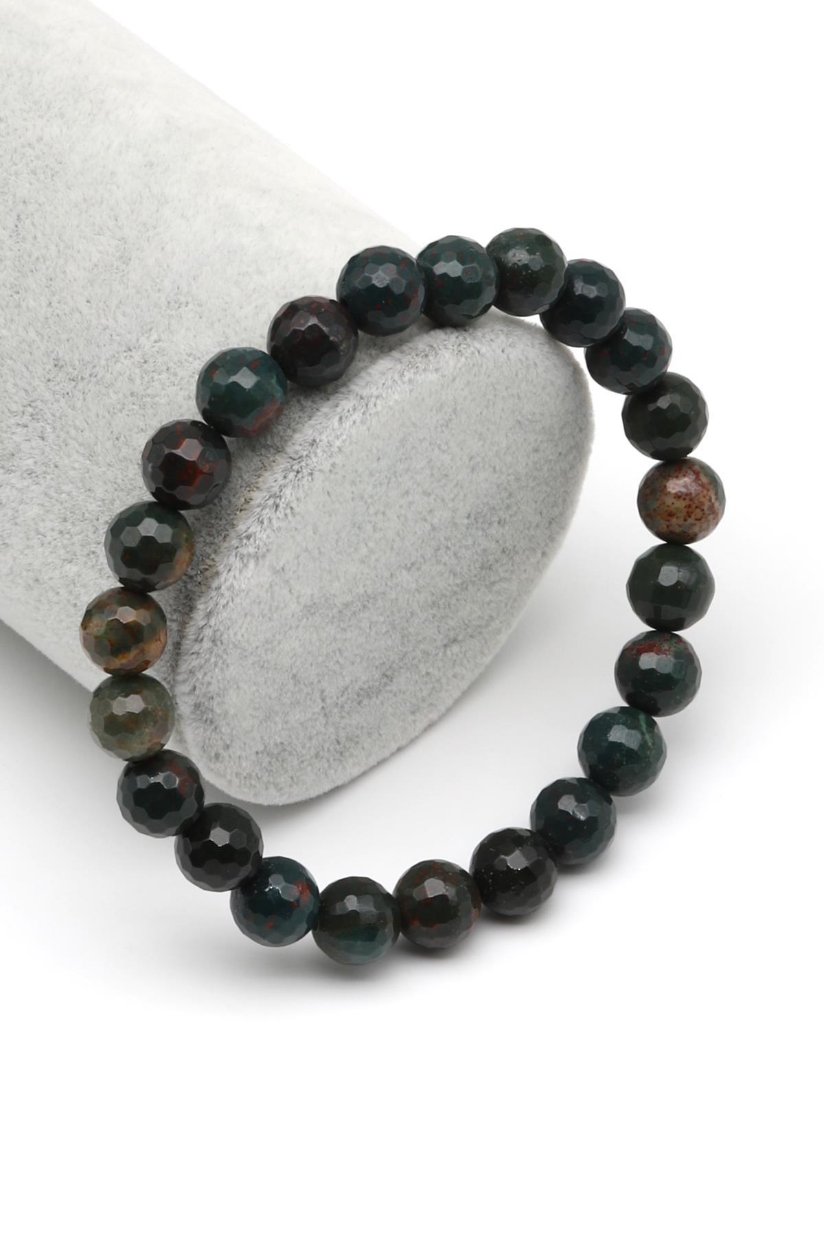 Kan Taşı Doğal Taş Bileklik 8 mm Fasetli Küre Kesim