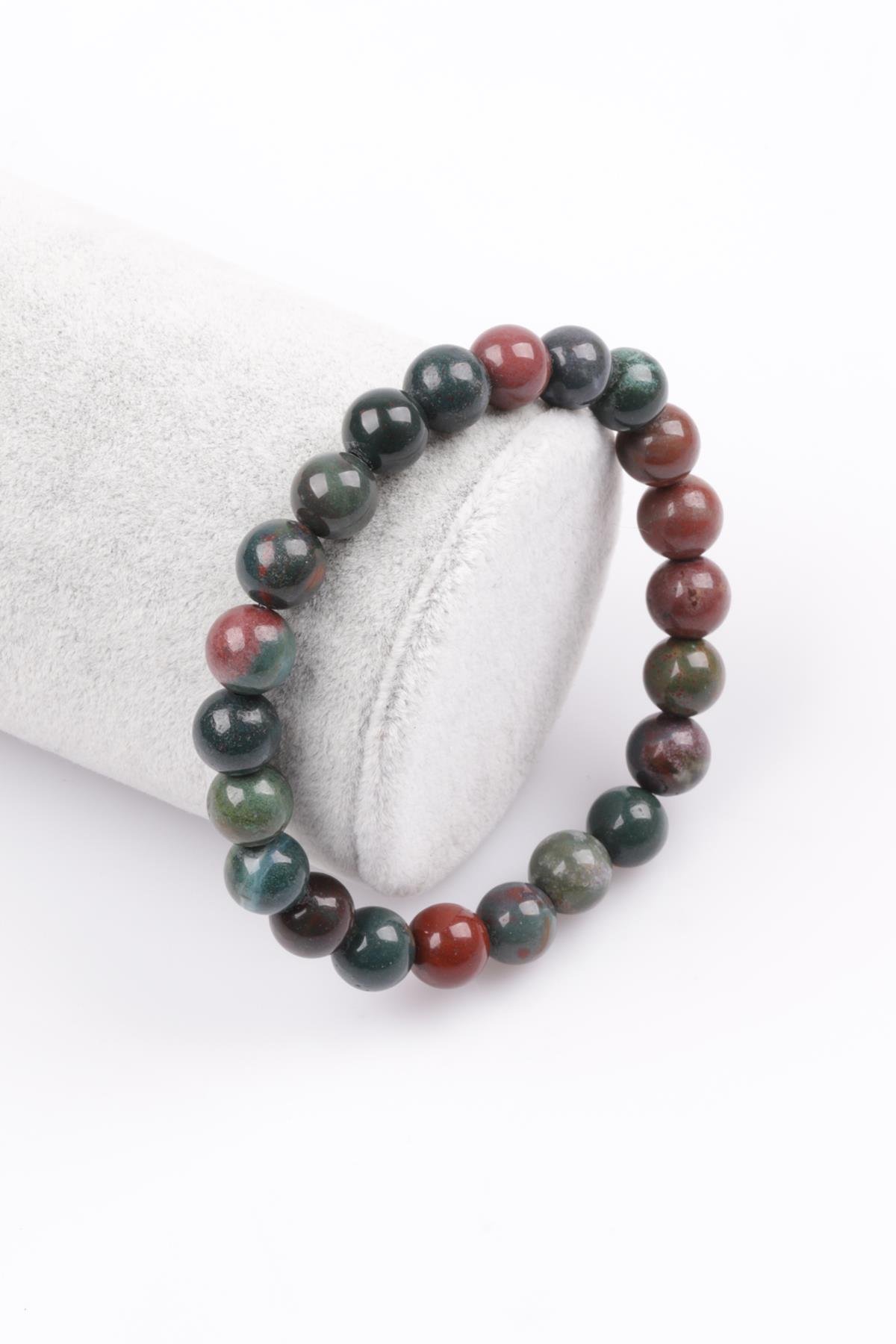 Kan Taşı Doğal Taş Bileklik 8 mm Küre Kesim