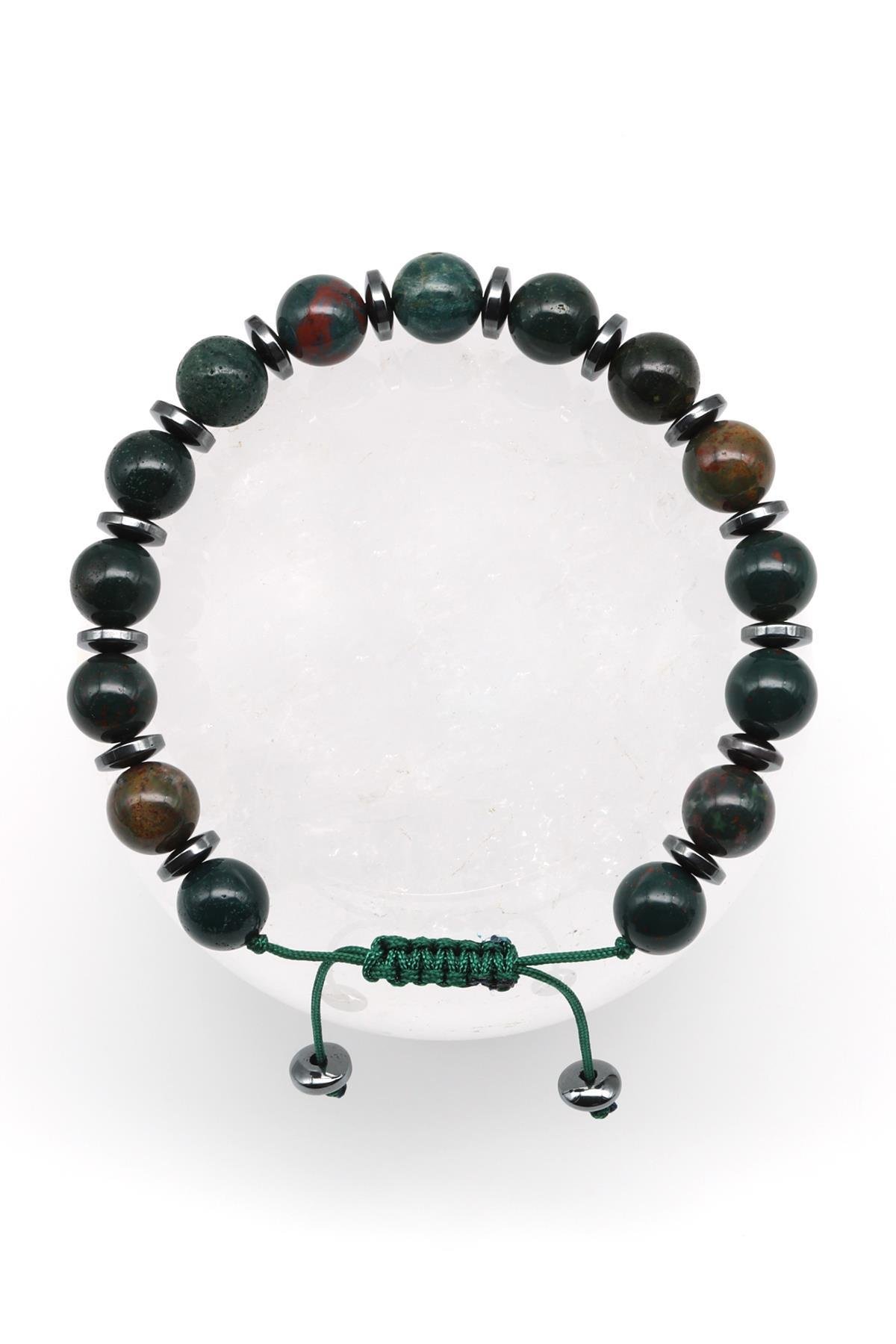 Kan Taşı Doğal Taş Makrome Örme Bileklik