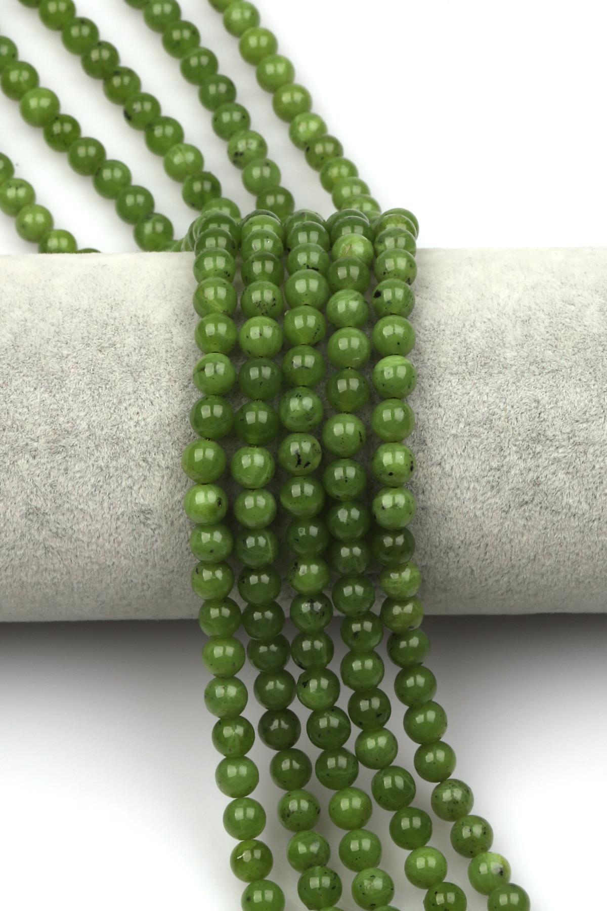 Kanada Yeşim A Kalite Doğal Taş Dizi 6 mm Küre Kesim