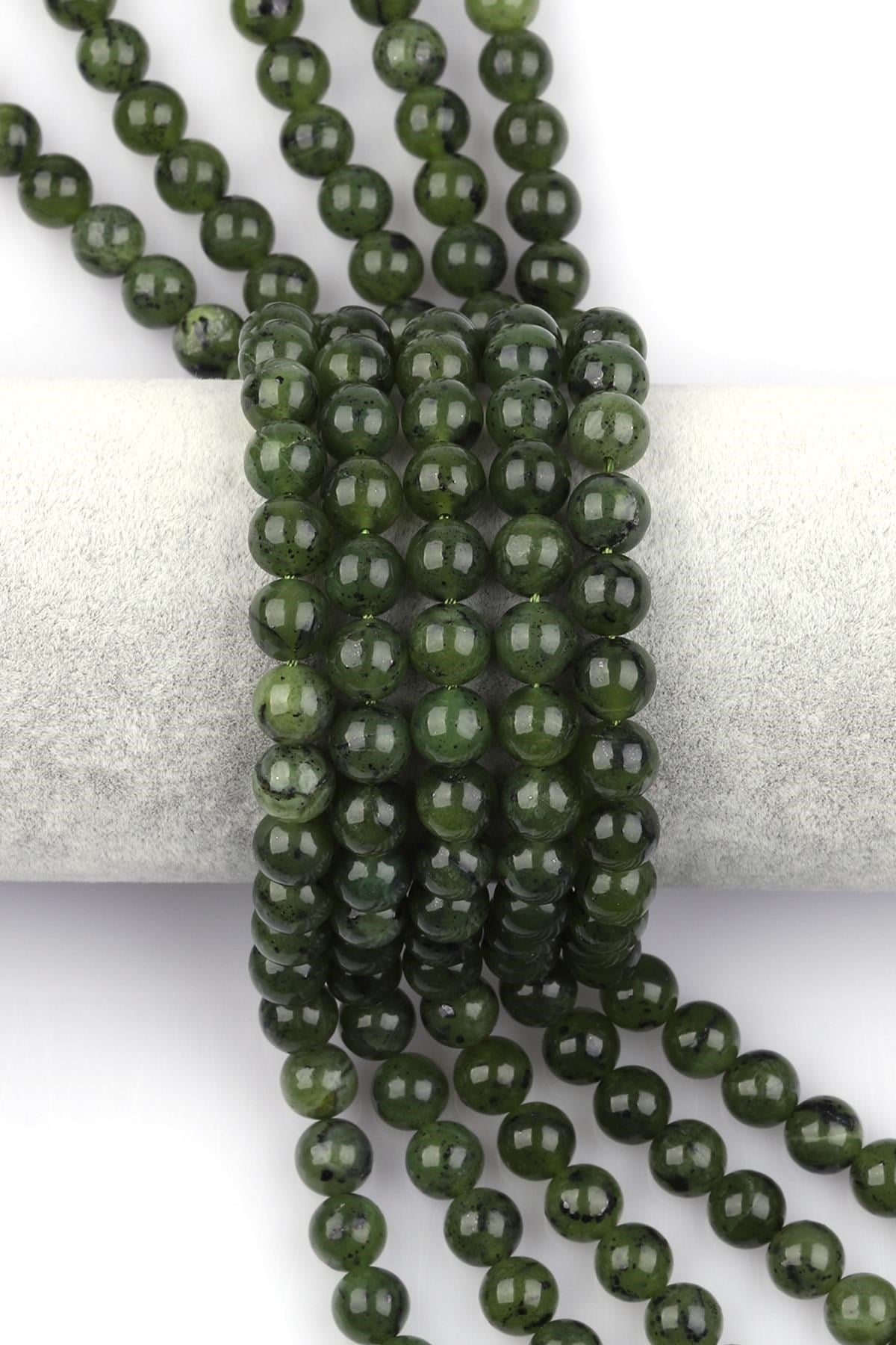 Kanada Yeşim (AA Kalite) Doğal Taş Dizi 8 mm Küre Kesim - D-0122-01