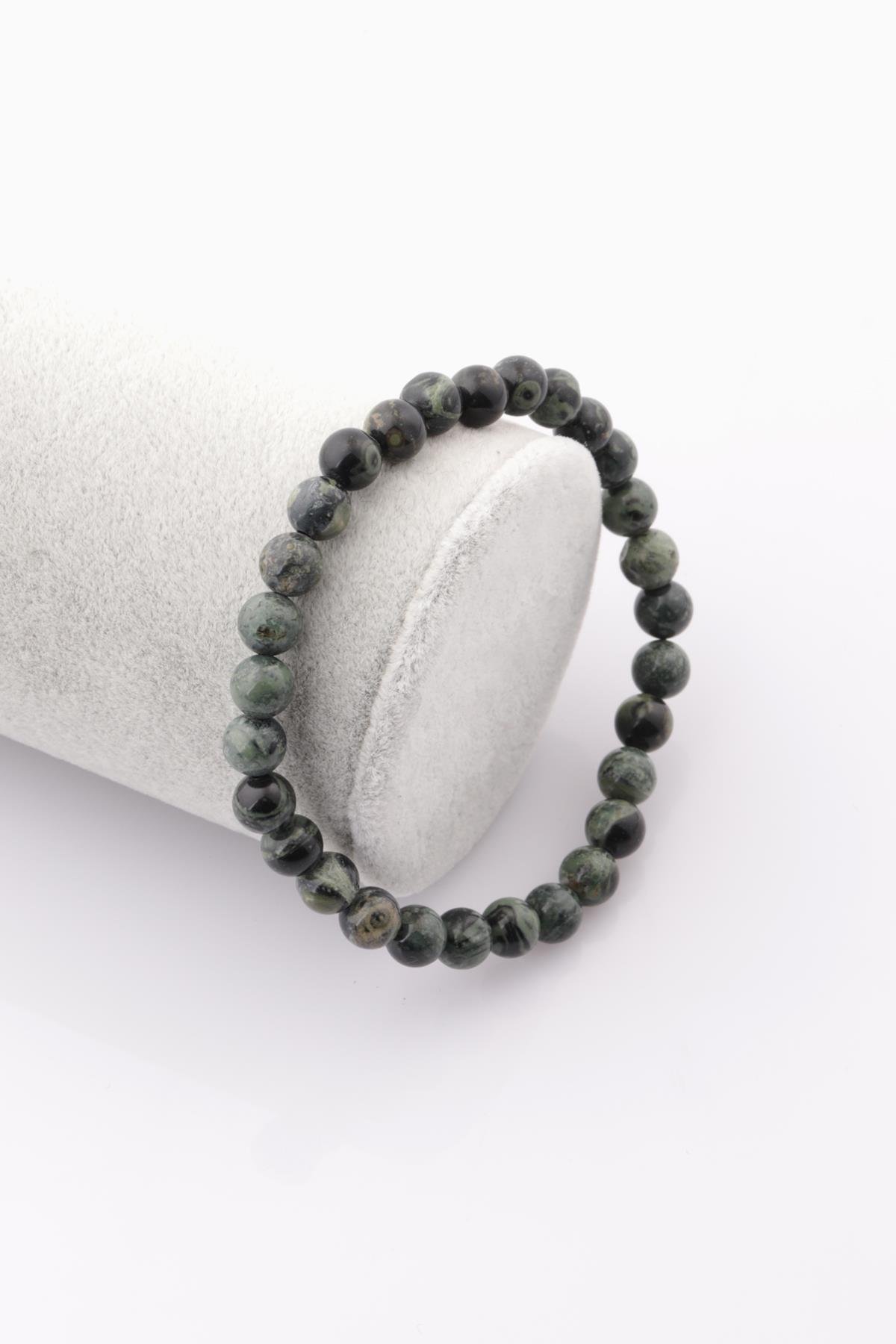 Kanbaba Jasper Doğal Taş Bileklik 6 mm Küre Kesim