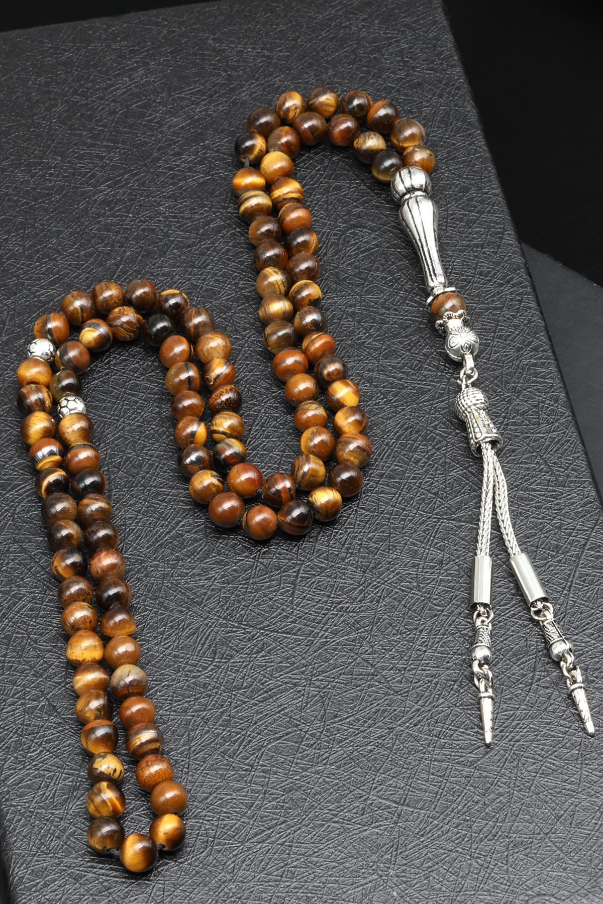 Kaplan Gözü Doğal Taş 99'Lu Tesbih 6 mm Küre Kesim