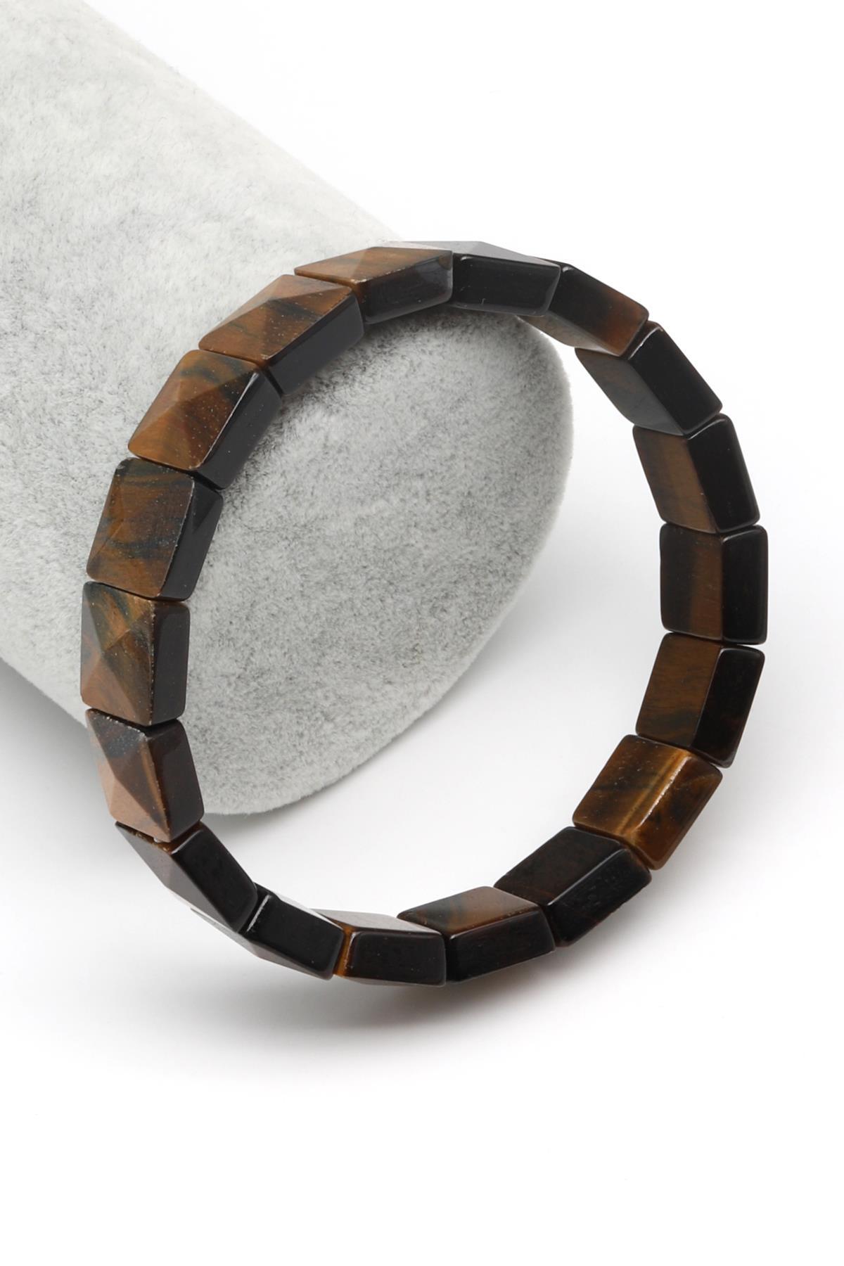 Kaplan Gözü Doğal Taş Bileklik 11 x 11 mm Özel Kesim