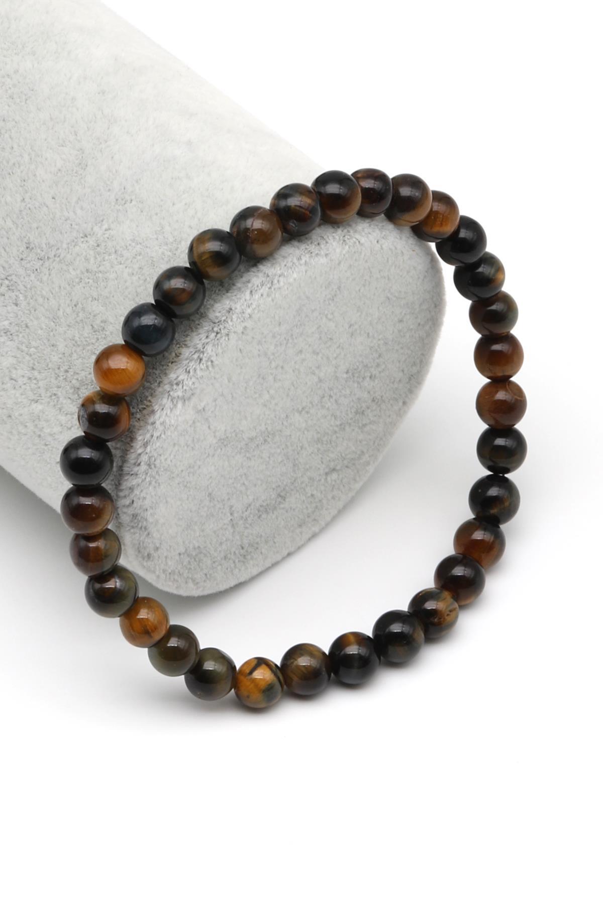 Kaplan Gözü Doğal Taş Bileklik 6 mm Küre Kesim