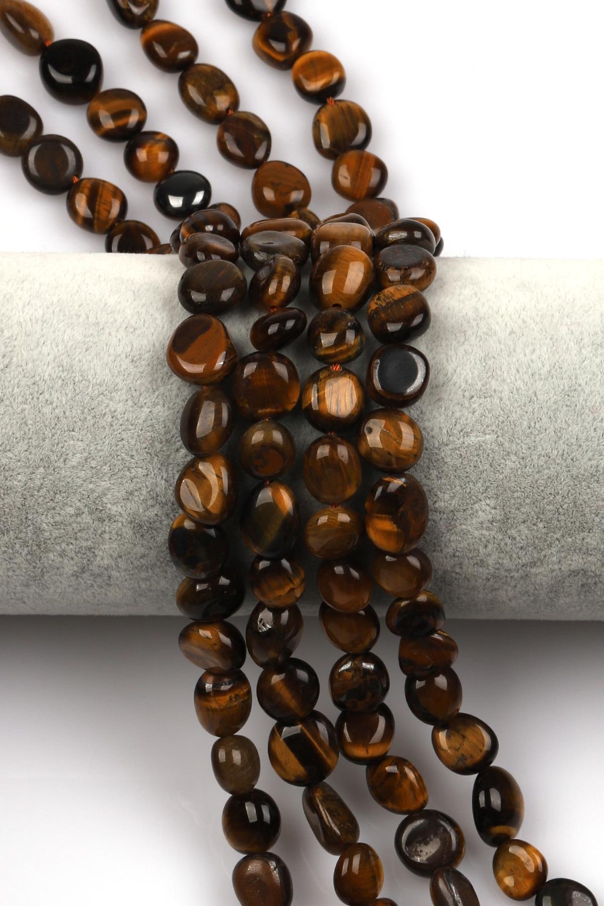 Kaplan Gözü Doğal Taş Dizi 8 x 11 mm Mercimek Kesim