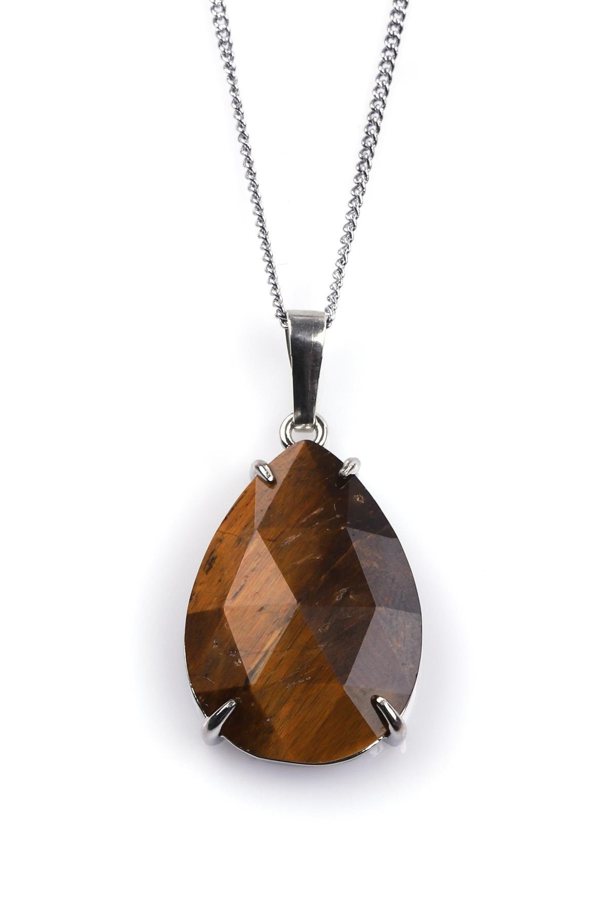 Kaplan Gözü Doğal Taş Kolye 