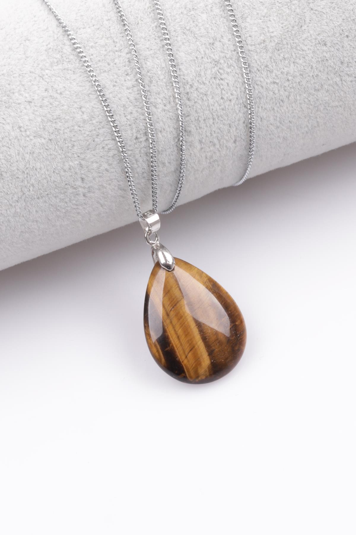 Kaplan Gözü Doğal Taş Kolye