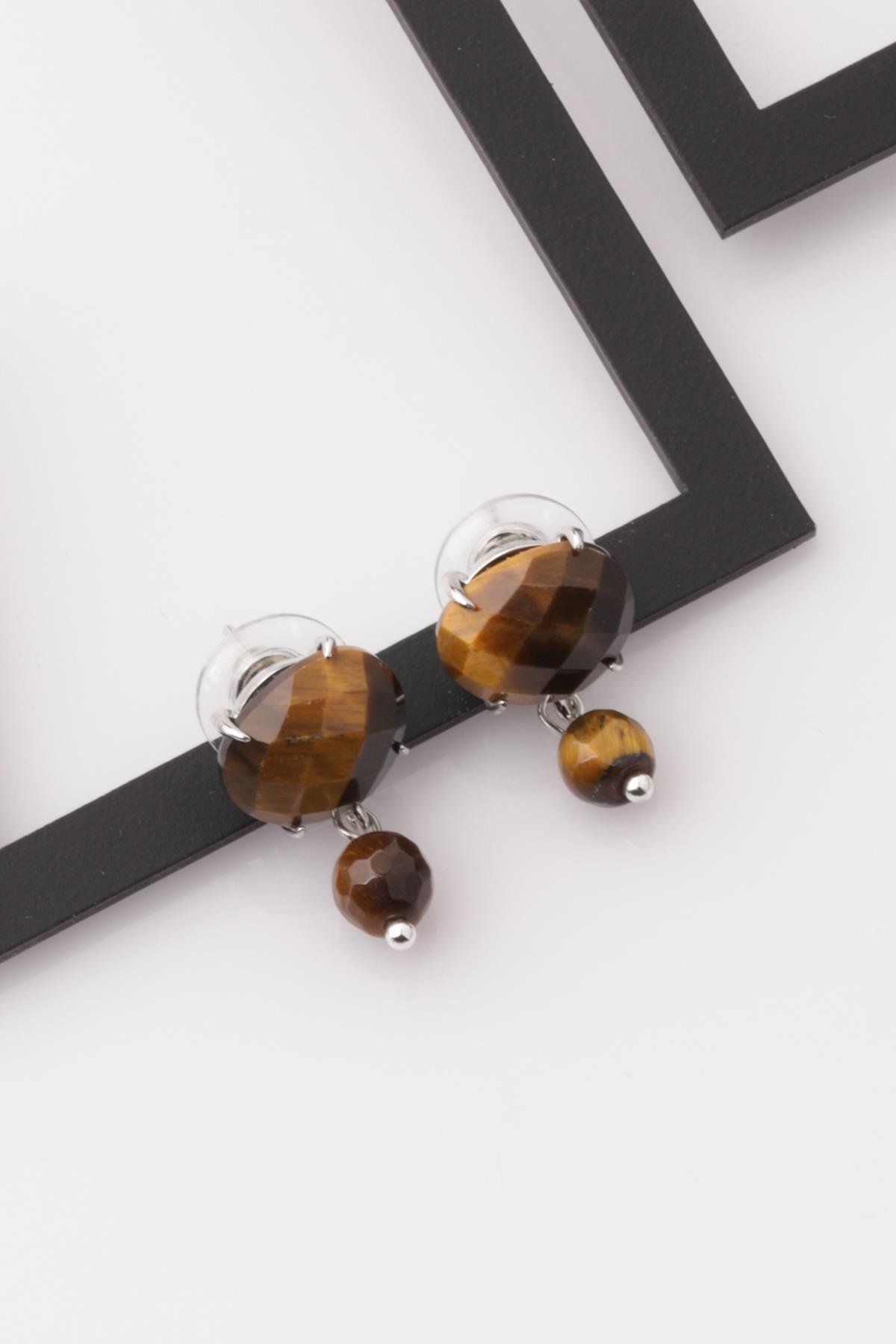 Kaplan Gözü Doğal Taş Küpe