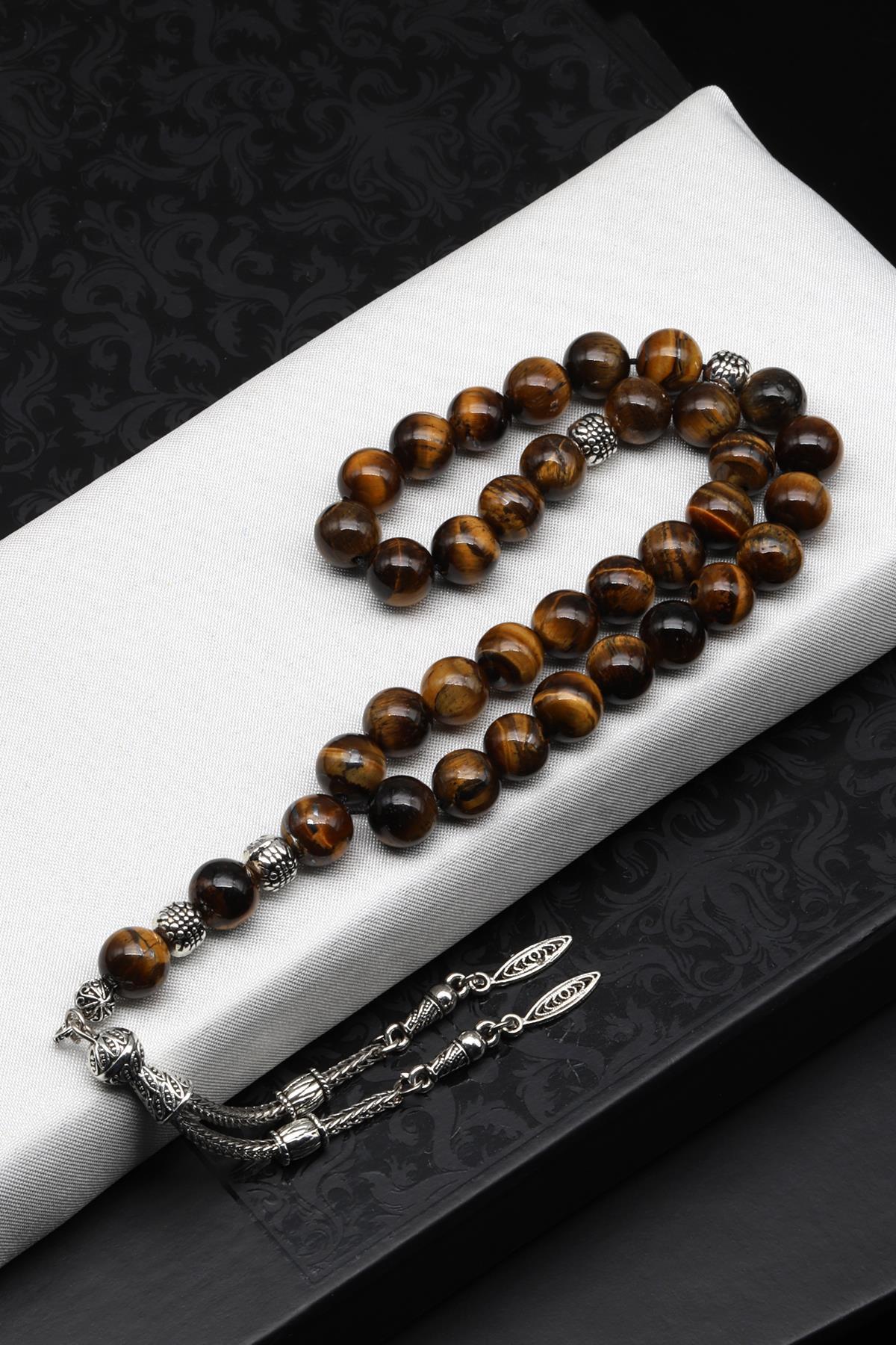 Kaplan Gözü Doğal Taş Tesbih 8 mm Küre Kesim