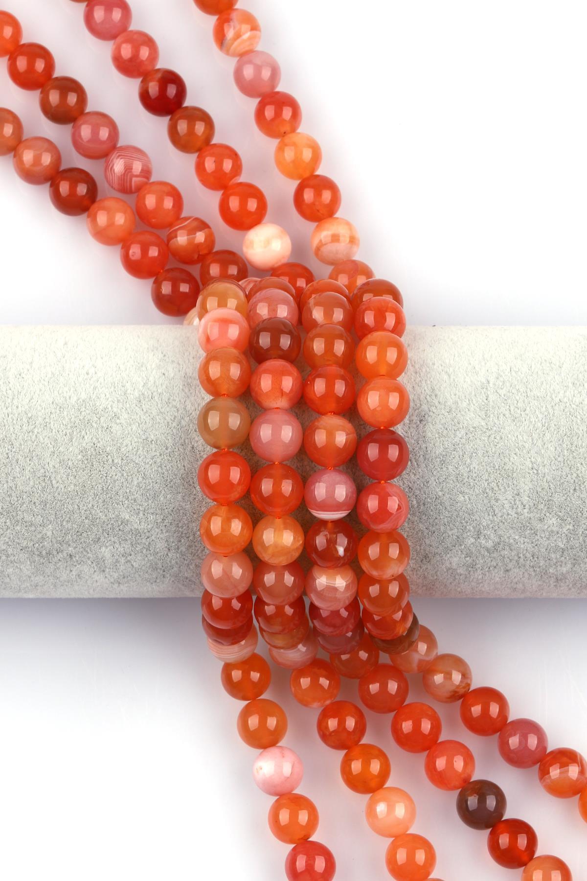 Karnelyan Akik Doğal Taş Dizi 10 mm Küre Kesim