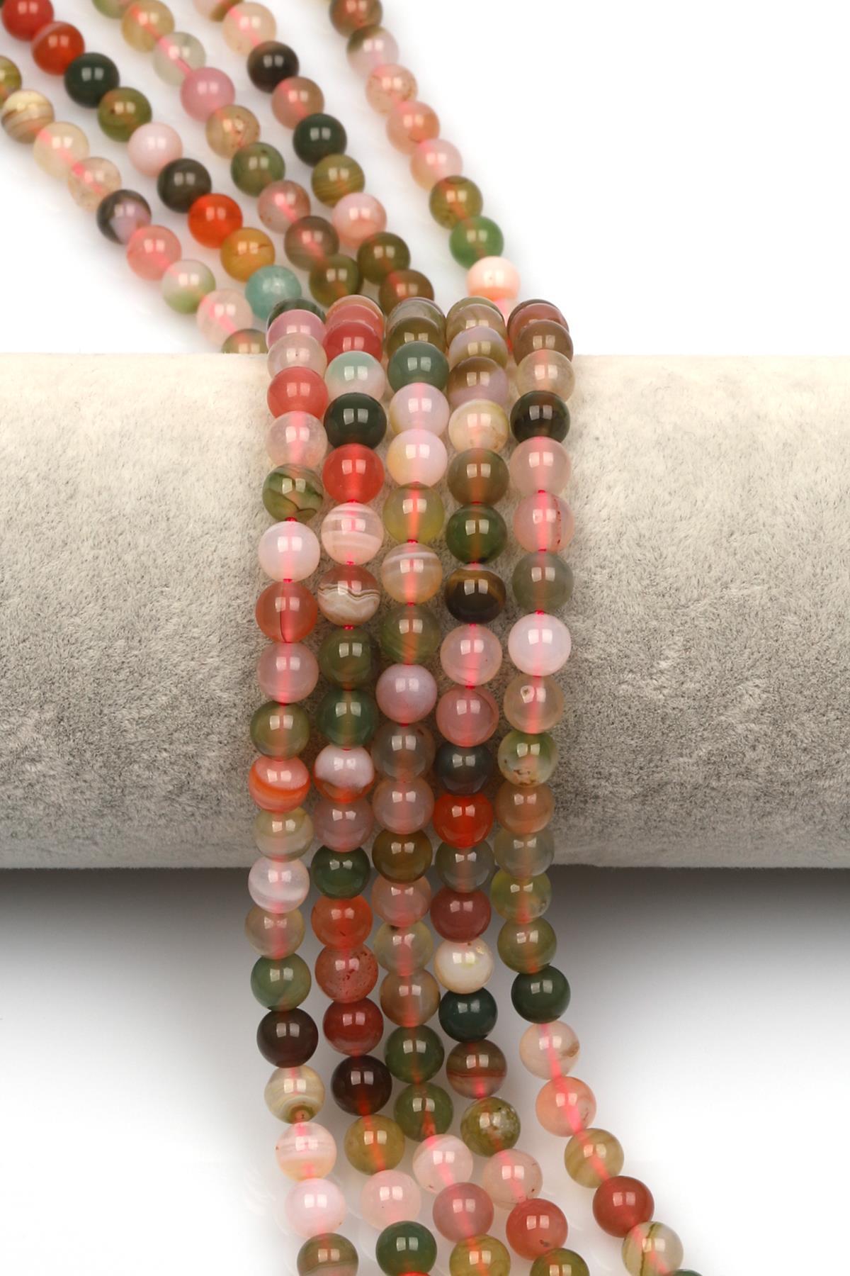 Karnelyan Akik Doğal Taş Dizi 6 mm Küre Kesim