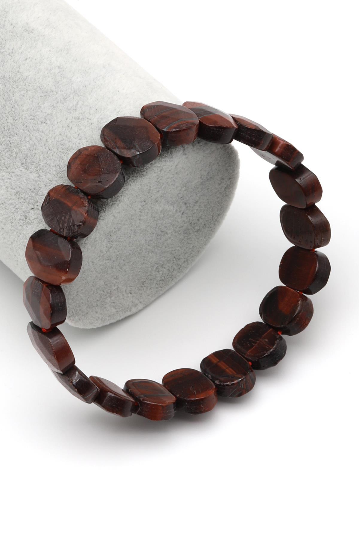 Kırmızı Kaplan Gözü Doğal Taş Bileklik 10 x 14 mm Özel Kesim