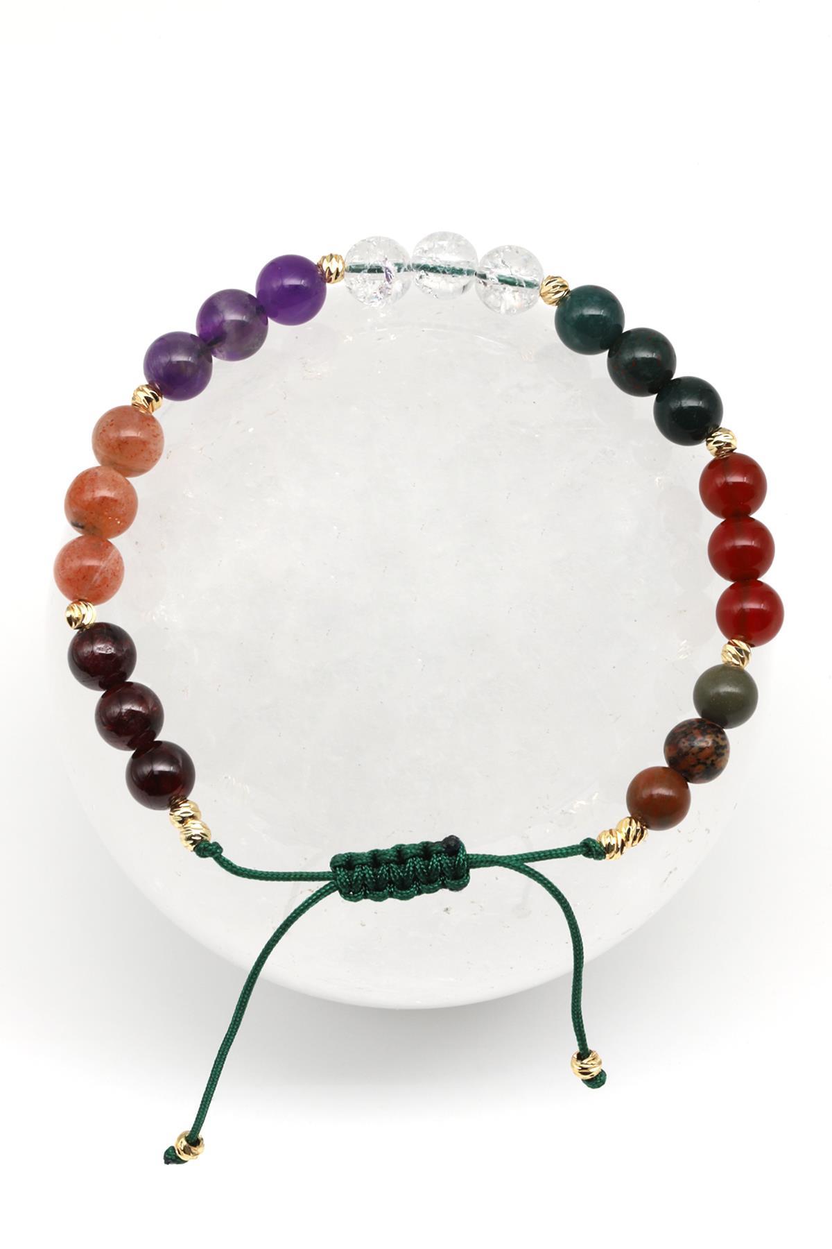 Koç Burcu Doğal Taş Makrome Örme Bileklik Küre Kesim