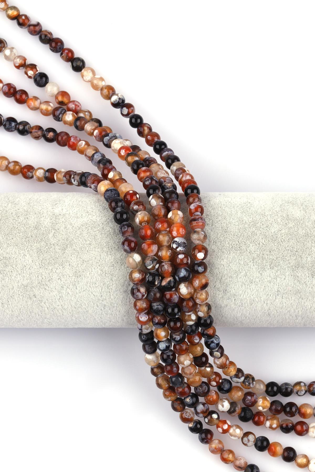 Koyu Kahverengi Akik Doğal Taş Dizi 6 mm Küre Kesim