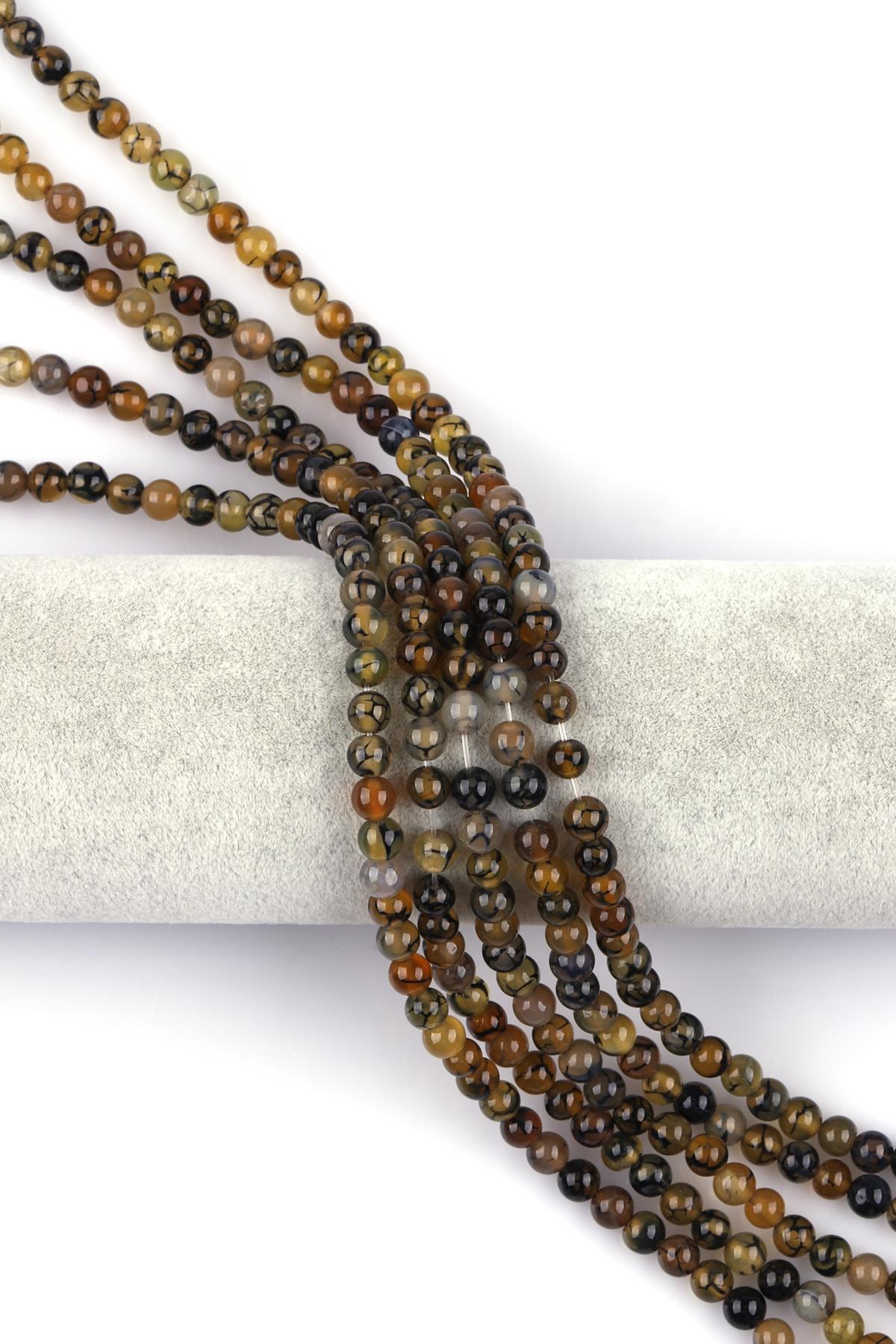 Koyu Yeşil Akik Doğal Taş Dizi 6 mm Küre Kesim