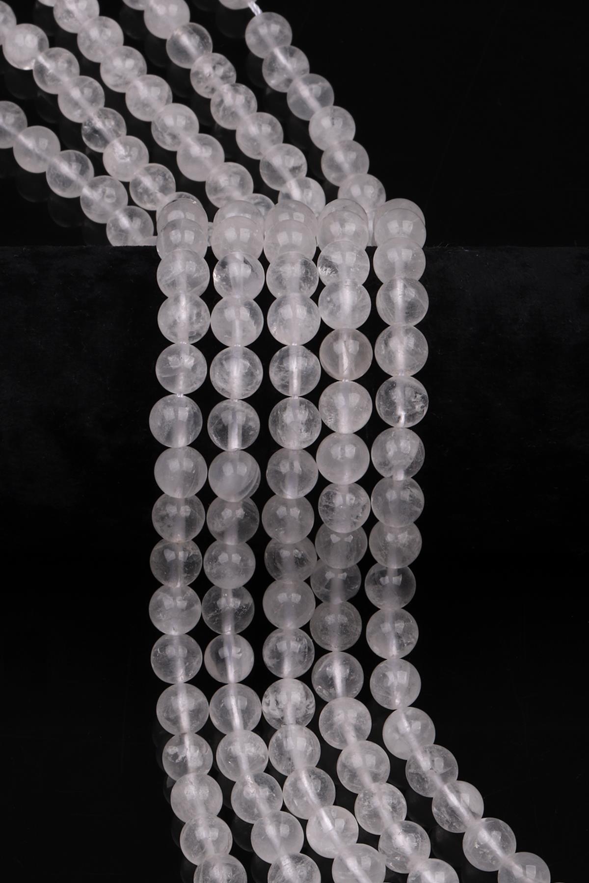 Kristal Kuvars (AB Kalite) Doğaltaş Dizi 8 mm Küre Kesim