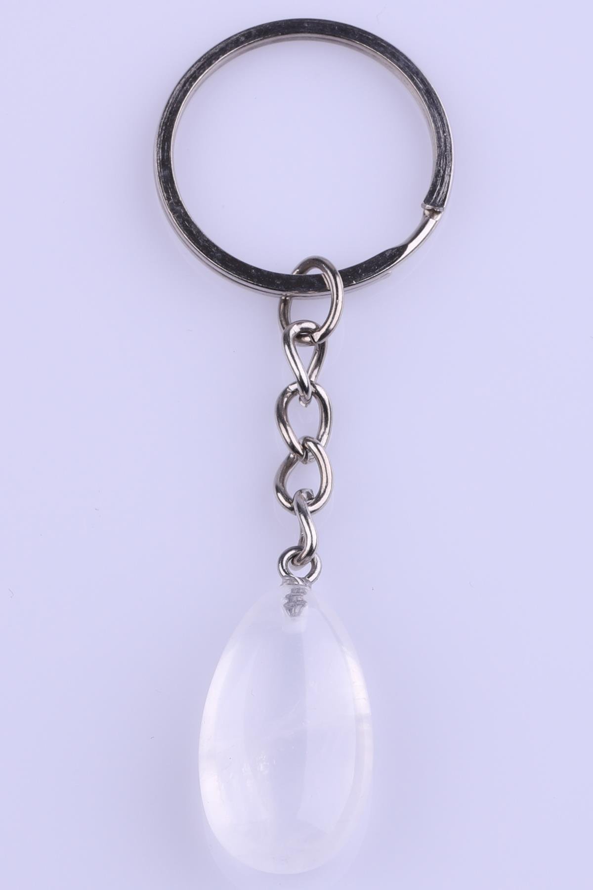 Kristal Kuvars Doğal Taş Anahtarlık 