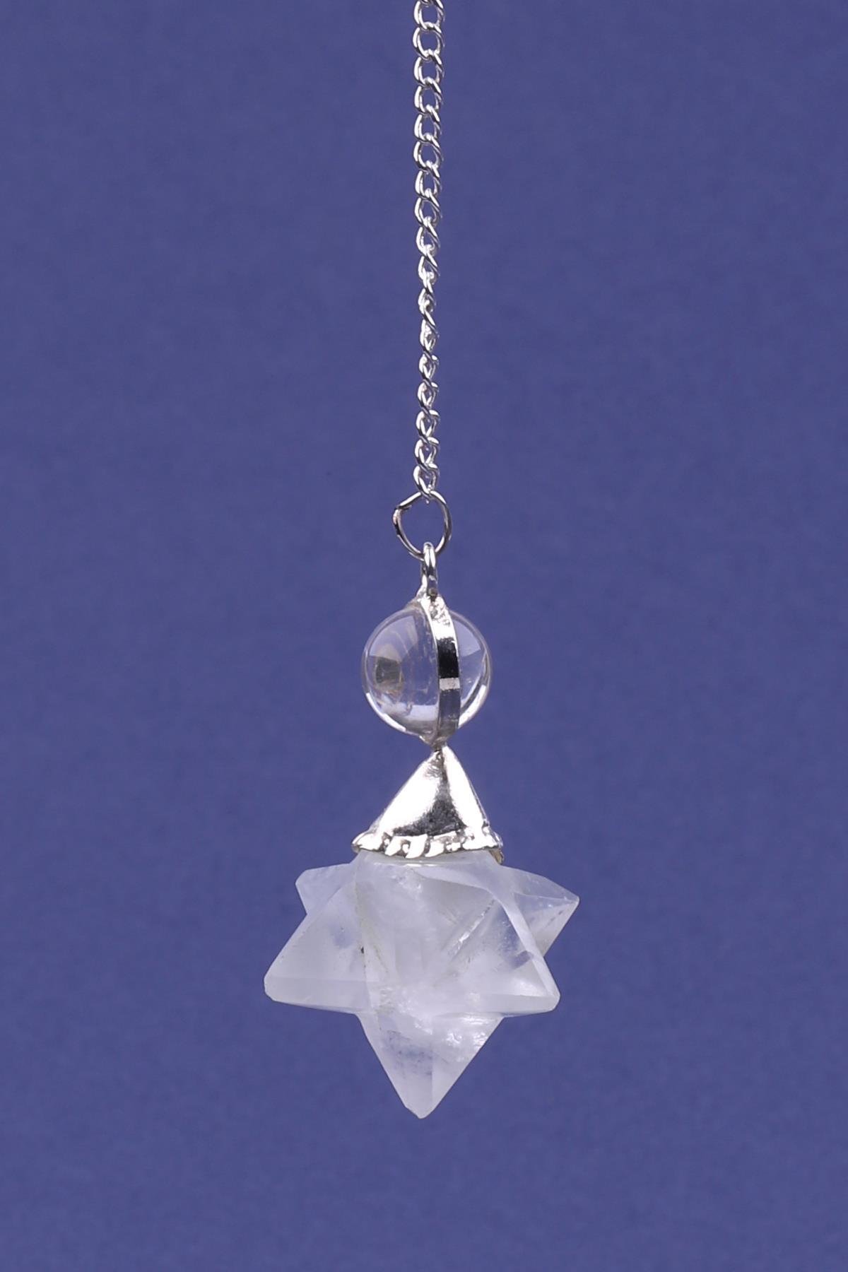 Kristal Kuvars Doğal Taş Merkaba Pandül