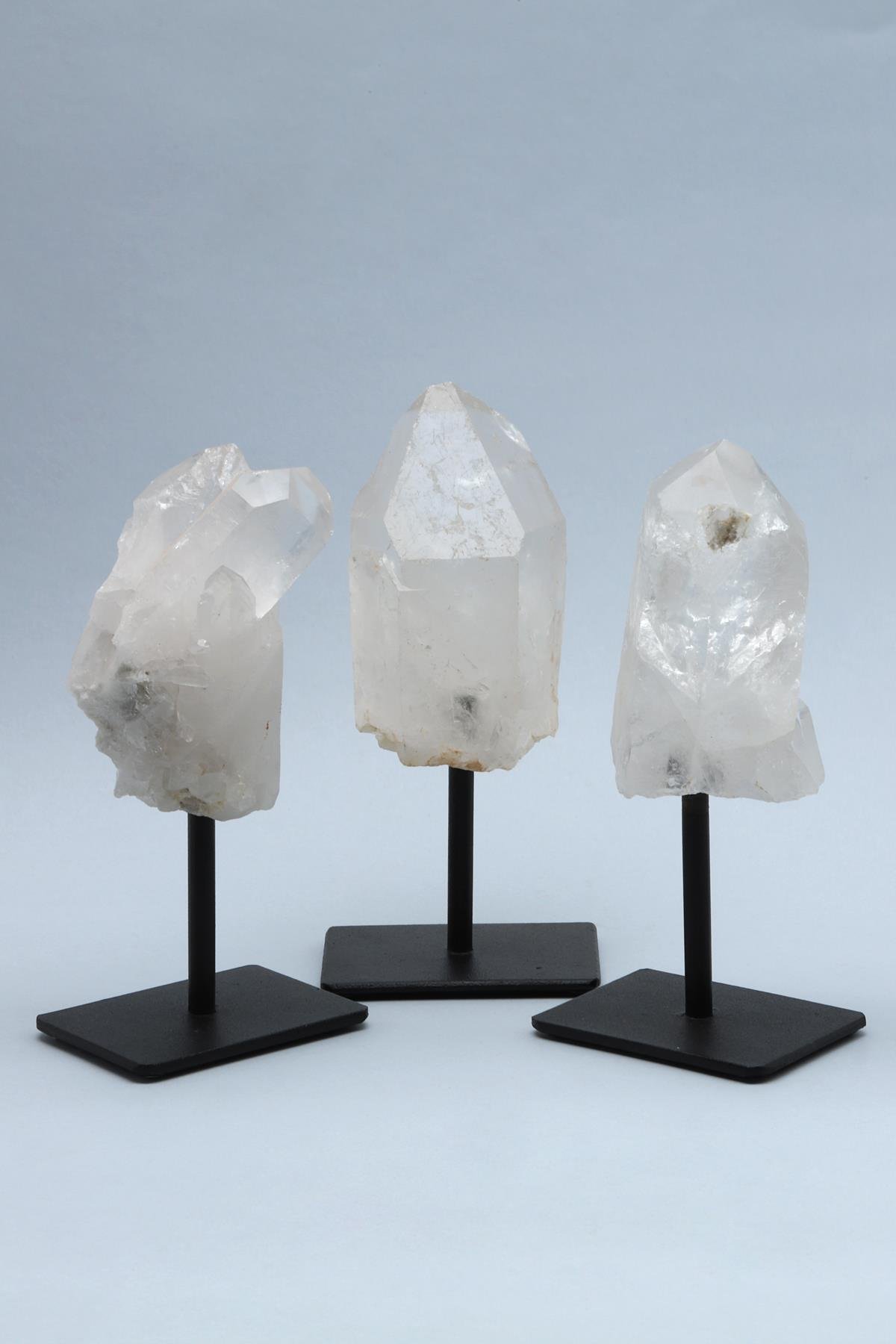 Kristal Kuvars Doğal Taş Standlı Ham Parça