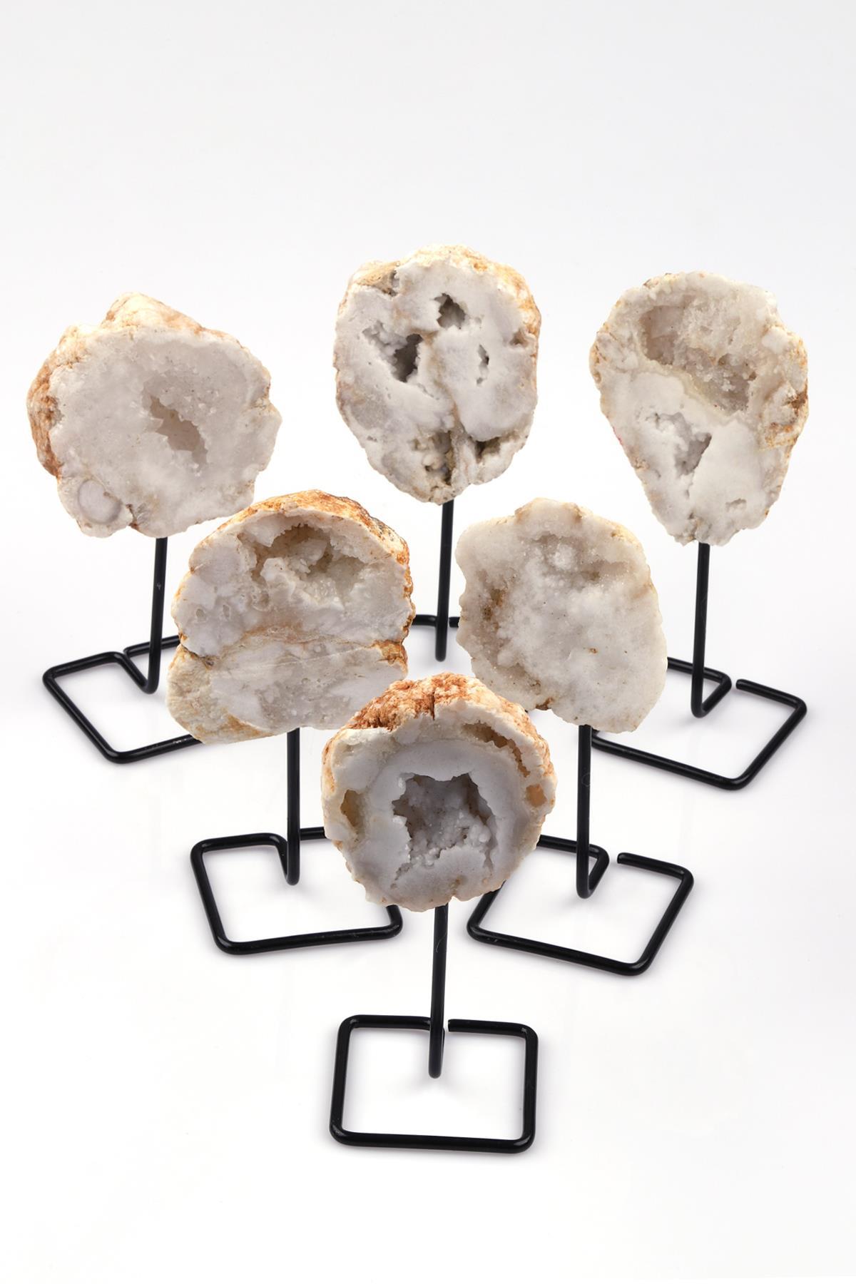 Kristal Kuvars Doğal Taş Standlı Ham Parça