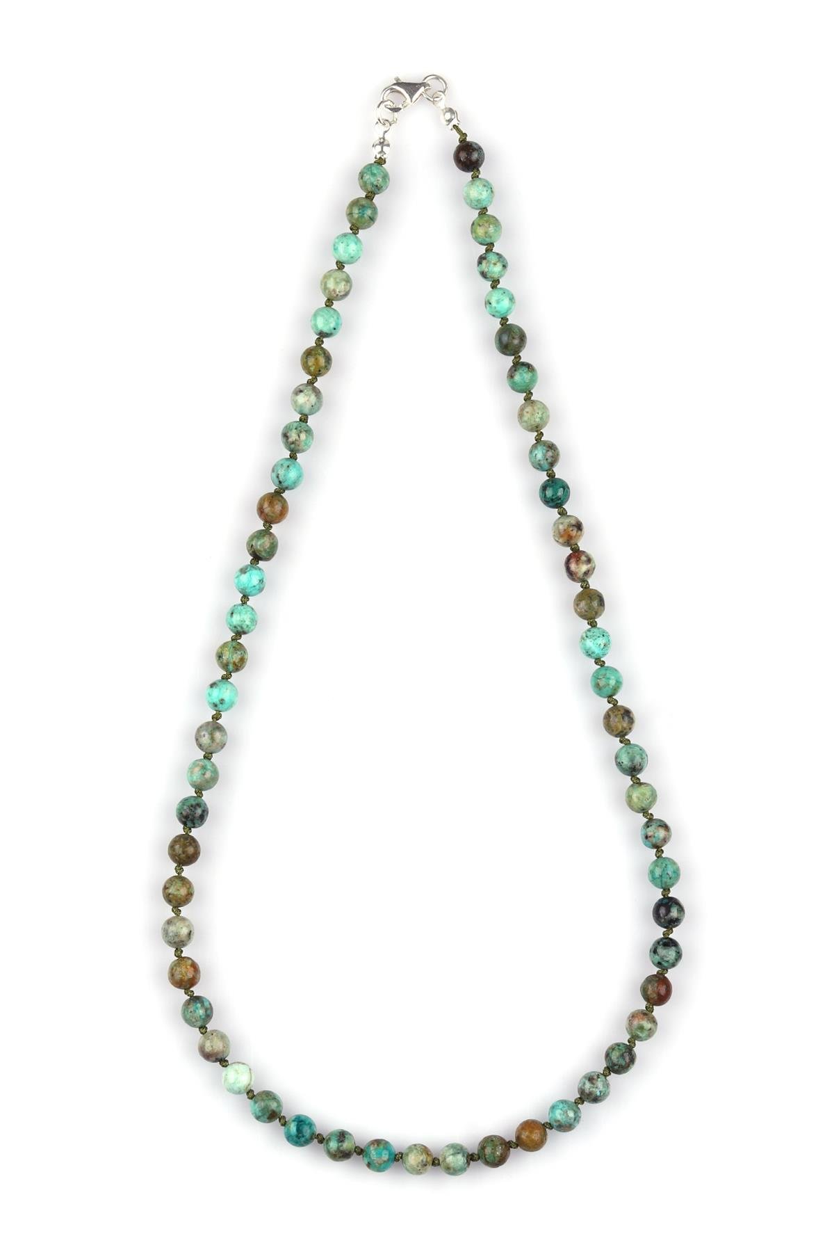 Krizokol Doğal Taş 6 mm Düğümlü Kolye