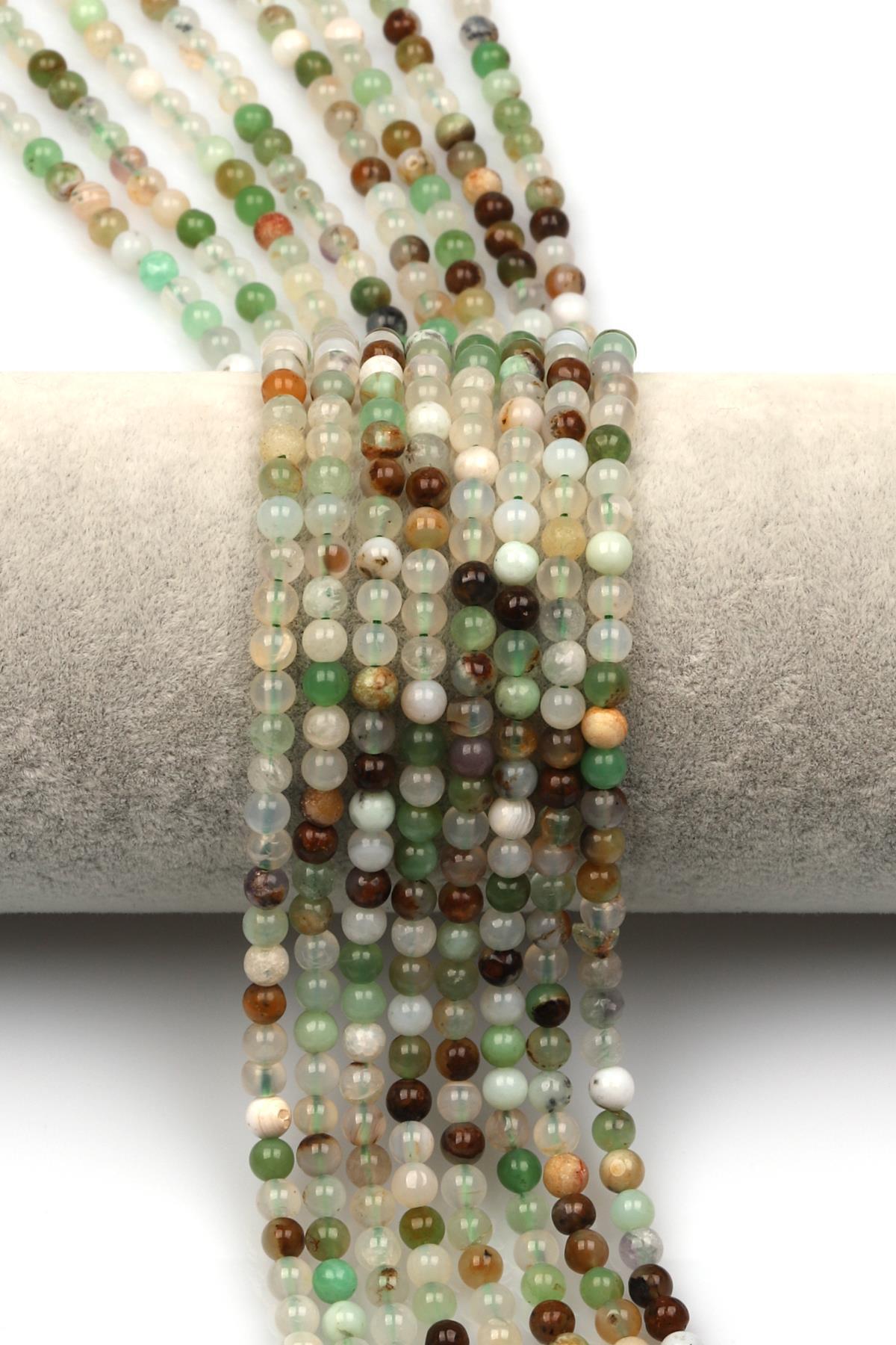 Krizopraas Doğal Taş Dizi 4 mm Küre Kesim