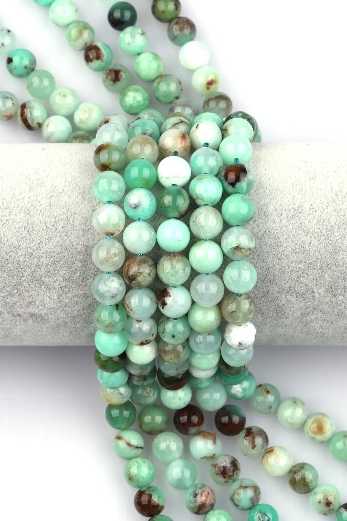 Krizopras Doğal Taş Dizi 8 mm Küre Kesim