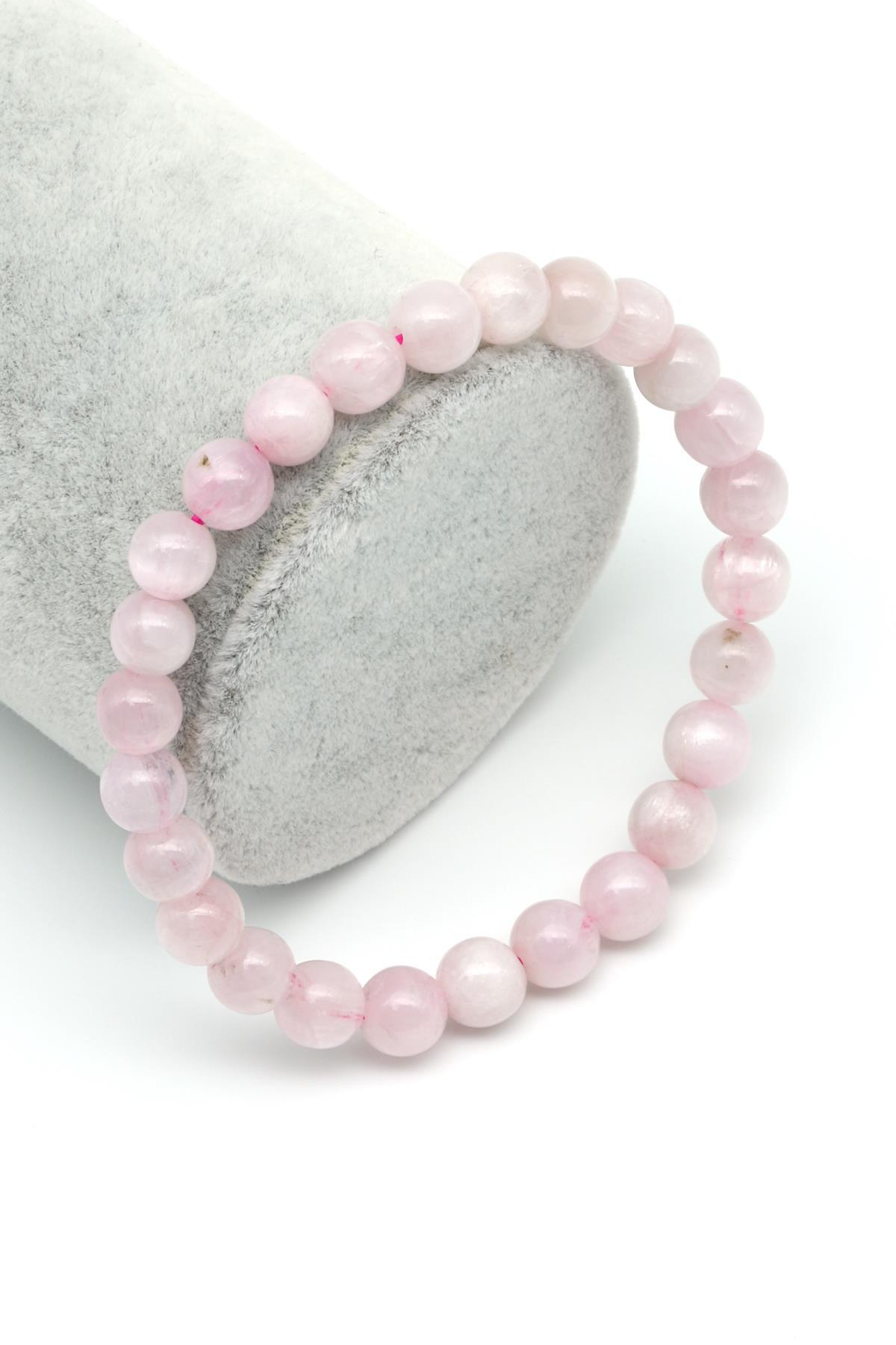 Kunzit Doğal Taş Bileklik 8 mm Küre Kesim